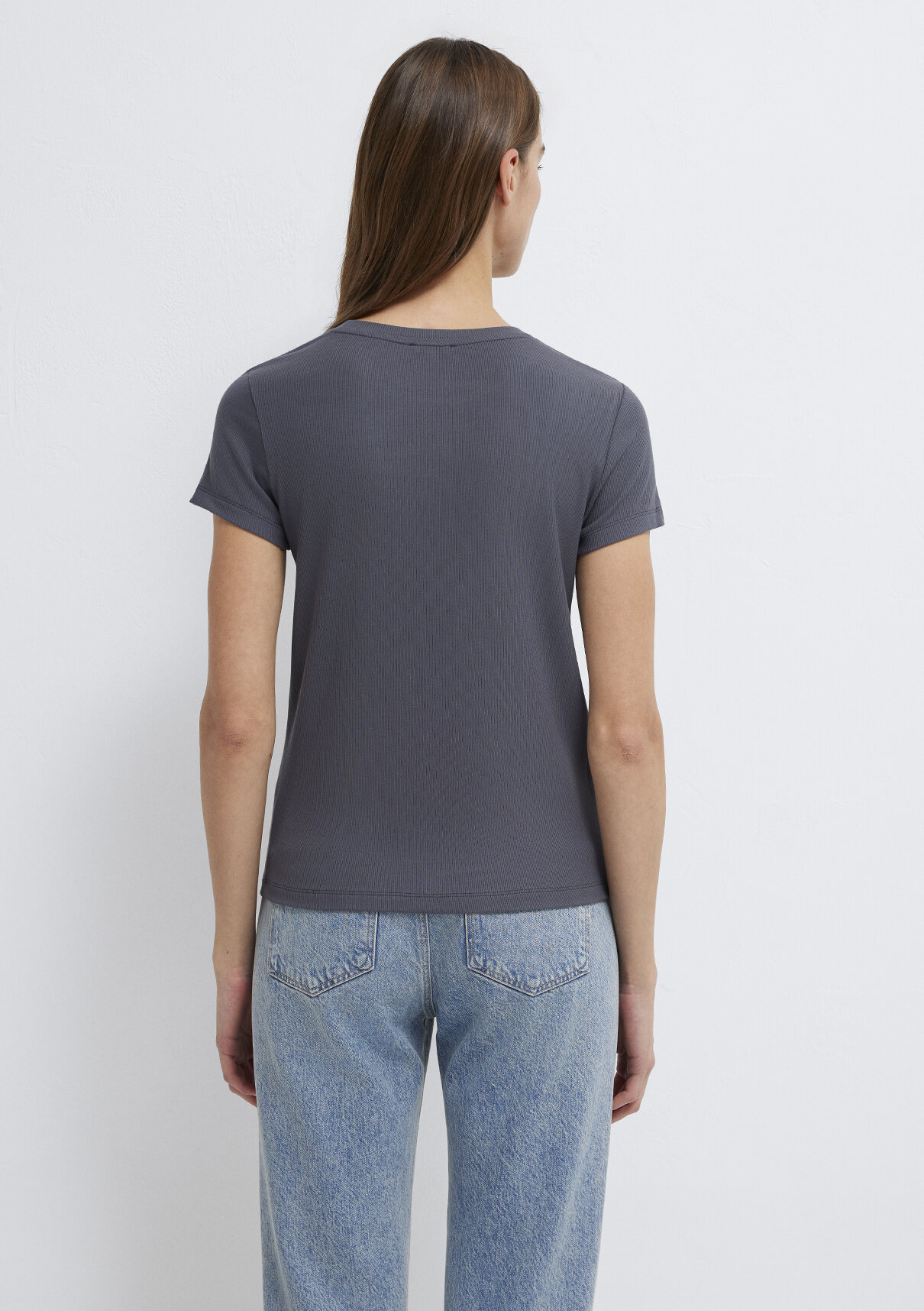 Mavi Antrasit (TENCEL™) Modal Karışımlı Basic Tişört görsel 5