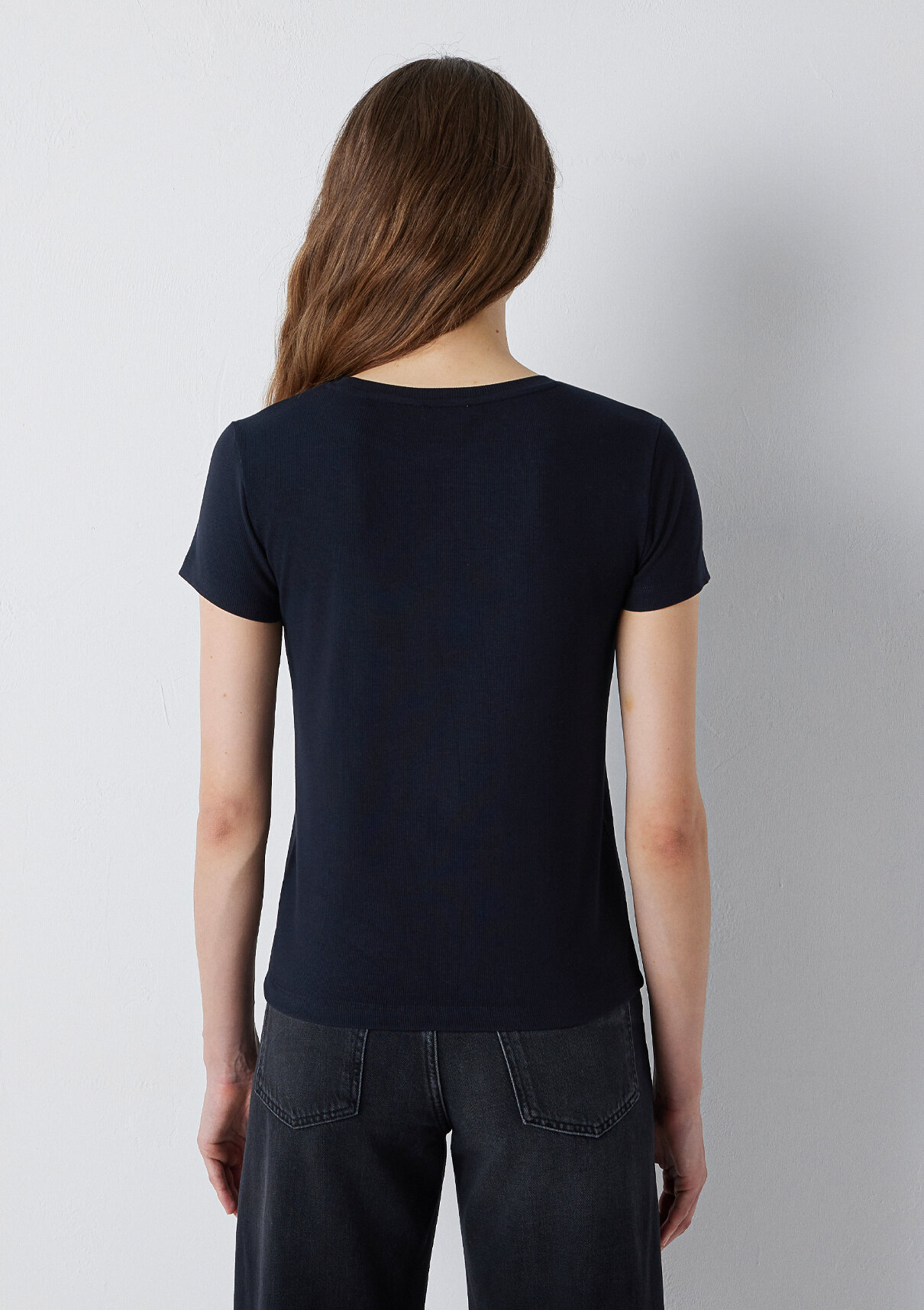 Mavi (TENCEL™) Modal Karışımlı Siyah Basic Tişört görsel 5