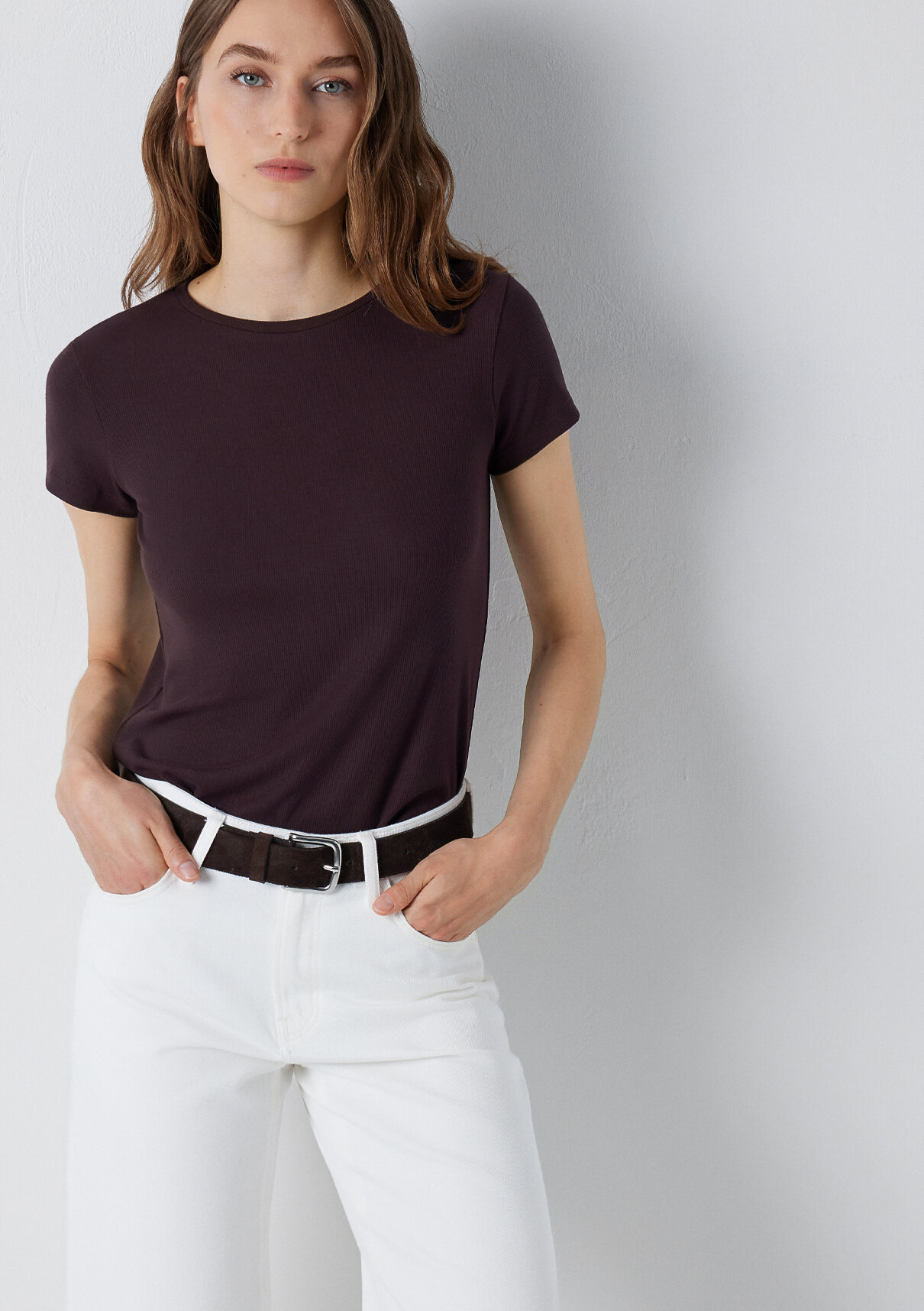 Mavi (TENCEL™) Modal Karışımlı Kahverengi Basic Tişört