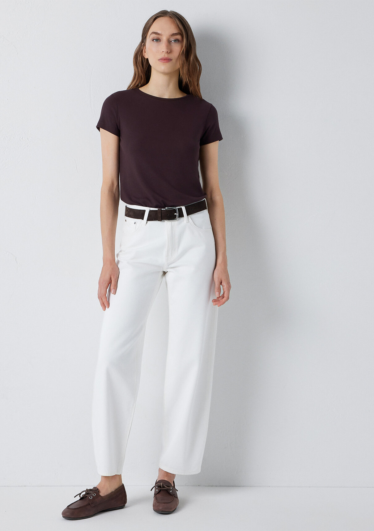Mavi (TENCEL™) Modal Karışımlı Kahverengi Basic Tişört görsel 2