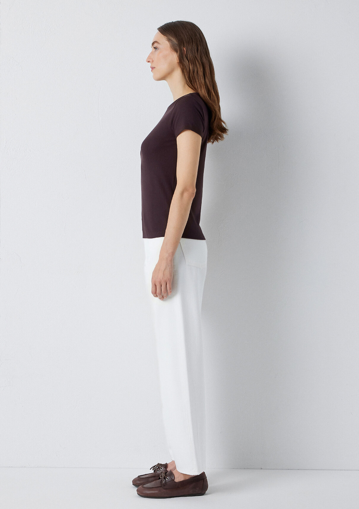 Mavi (TENCEL™) Modal Karışımlı Kahverengi Basic Tişört görsel 4
