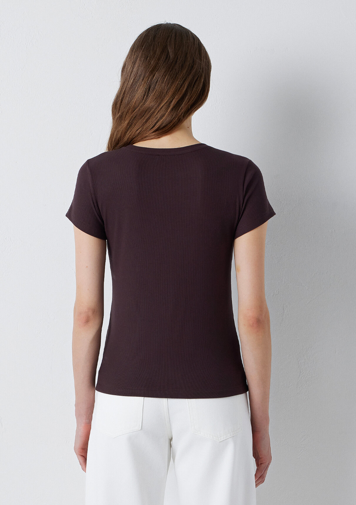 Mavi (TENCEL™) Modal Karışımlı Kahverengi Basic Tişört görsel 5