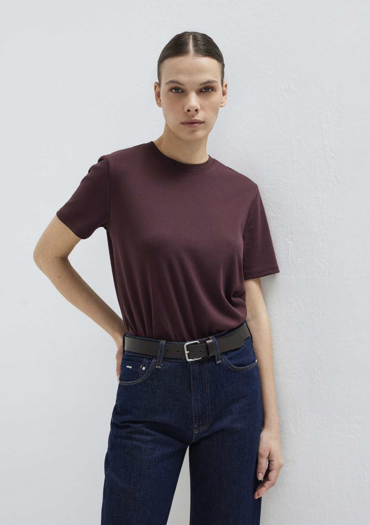Mavi Bordo Basic Tişört
