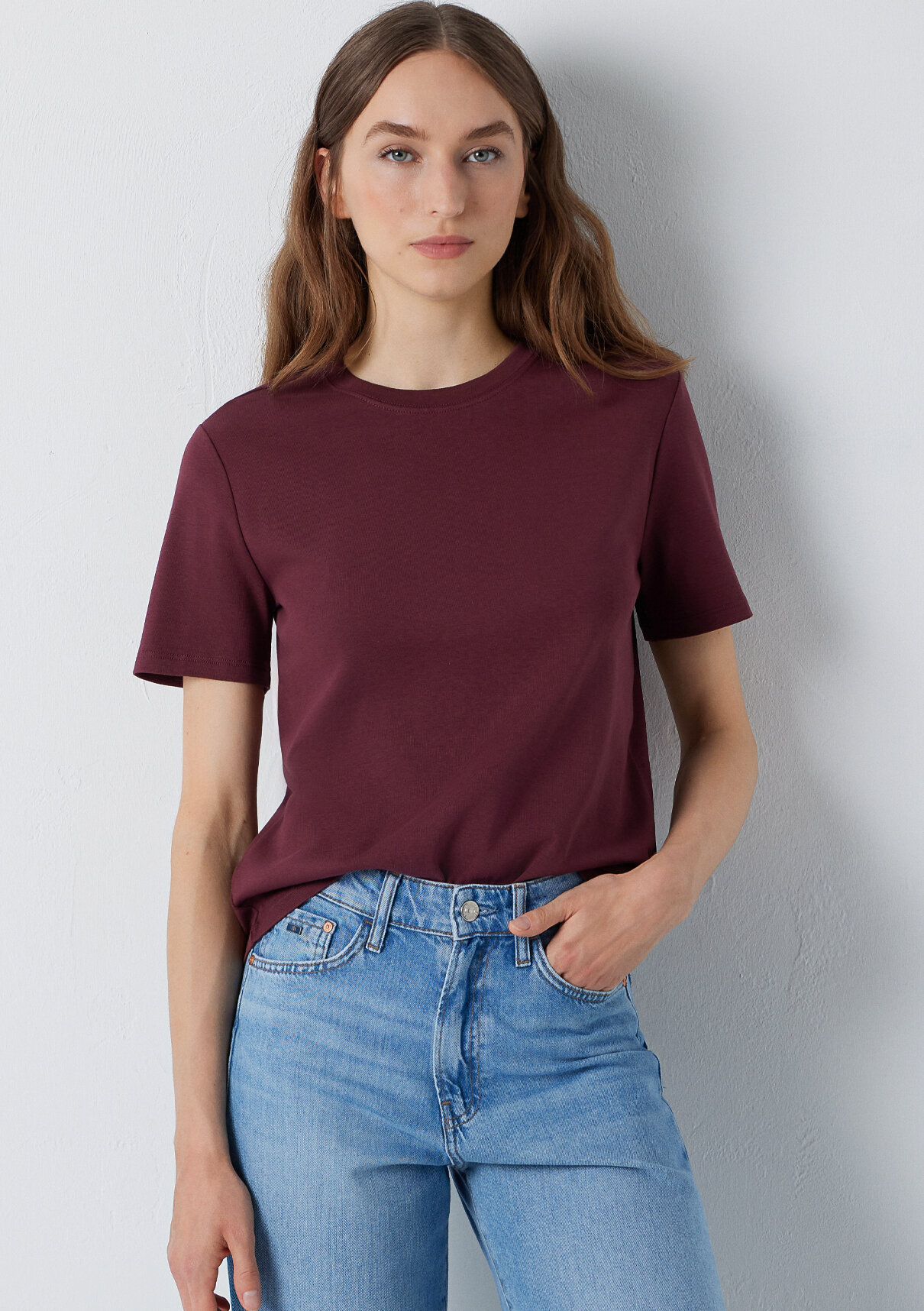 Mavi Bordo Basic Tişört