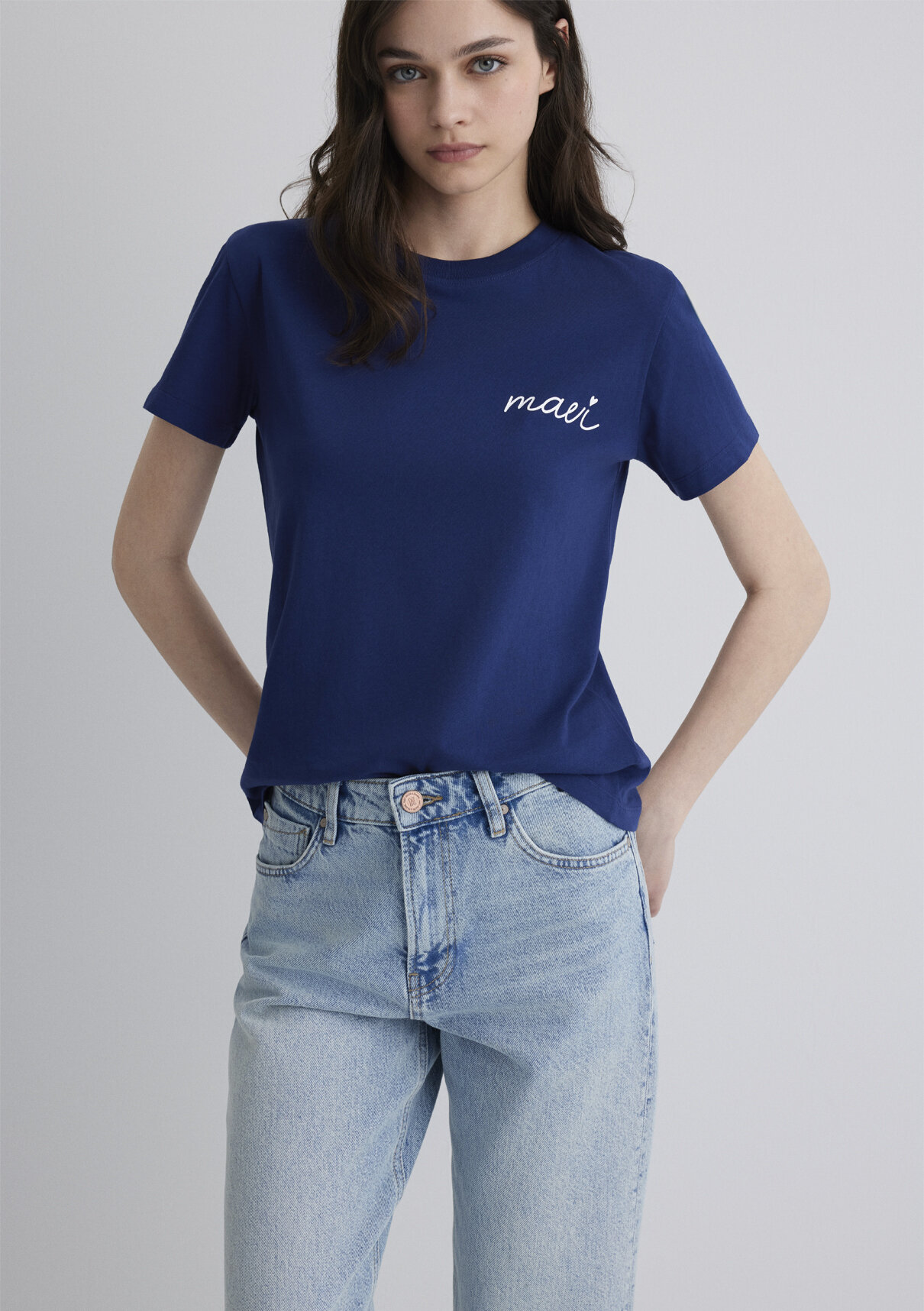 Mavi Logo Baskılı Lacivert Tişört