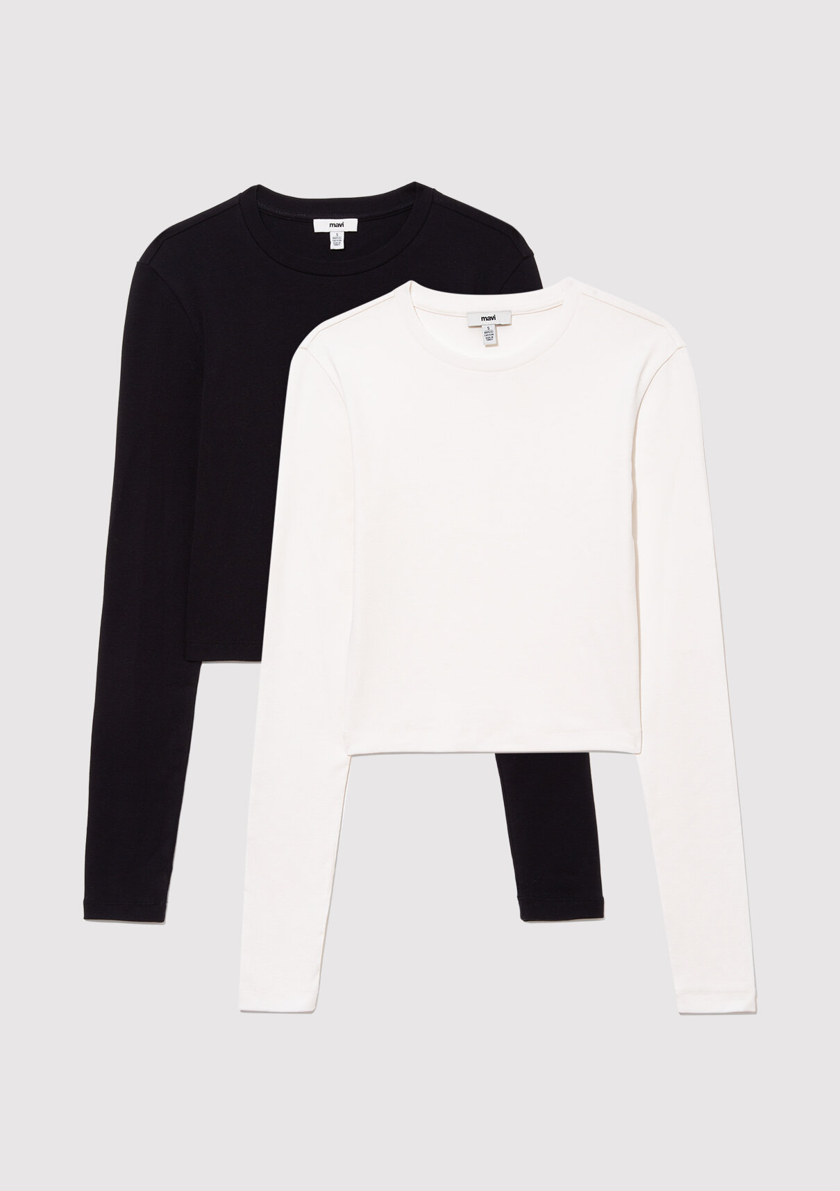 Mavi 2li Uzun Kollu Crop Basic Tişört