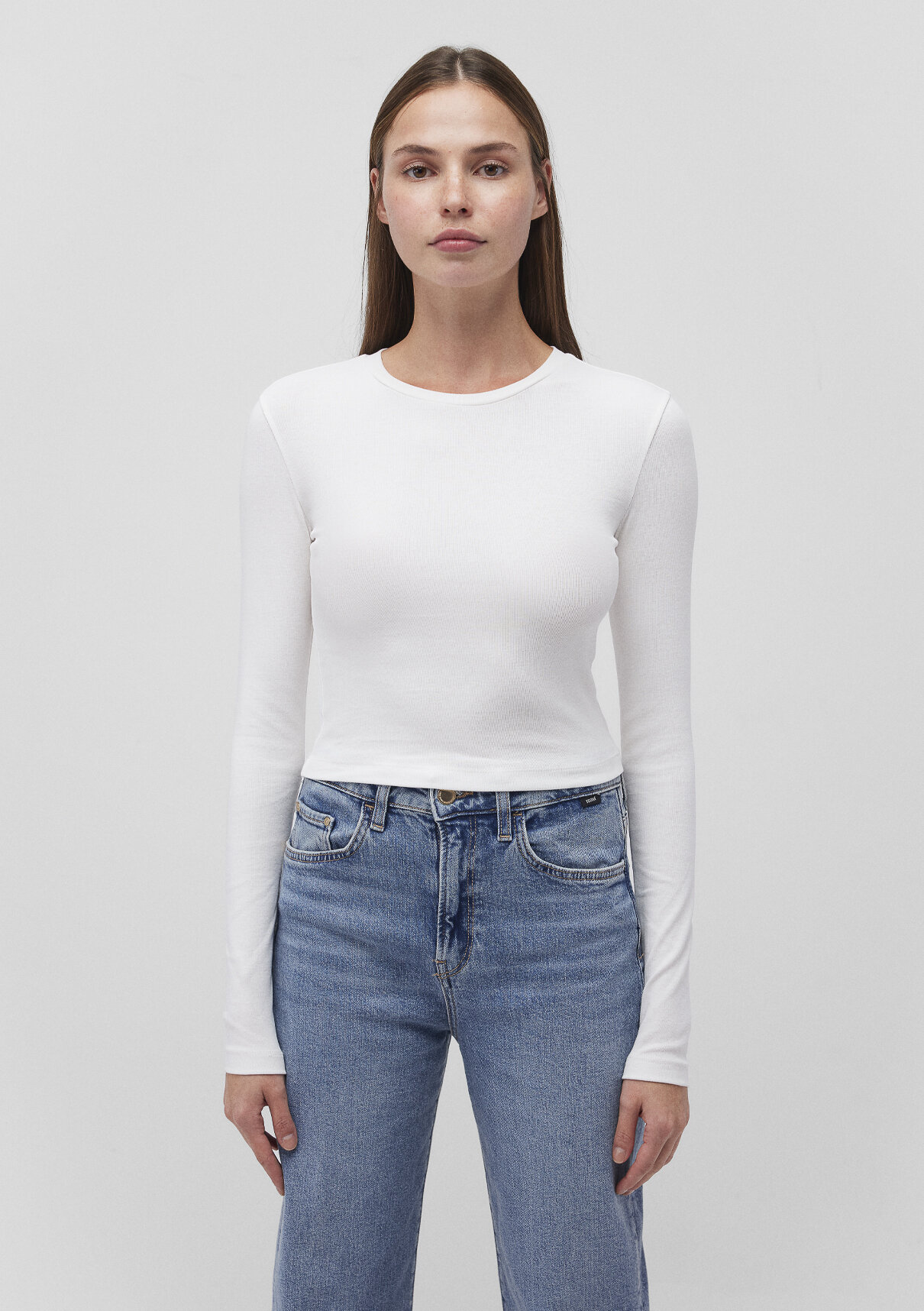Mavi 2li Uzun Kollu Crop Basic Tişört görsel 5