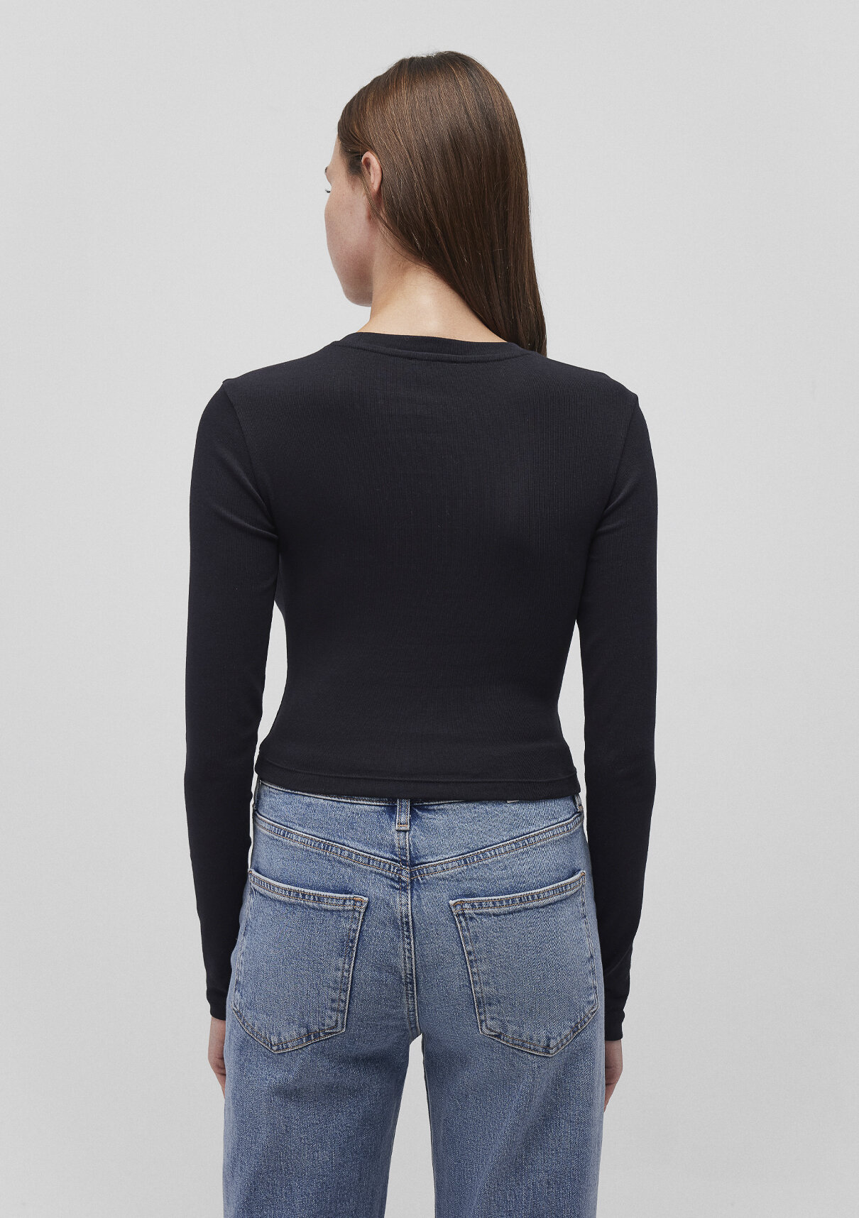 Mavi 2li Uzun Kollu Crop Basic Tişört görsel 7