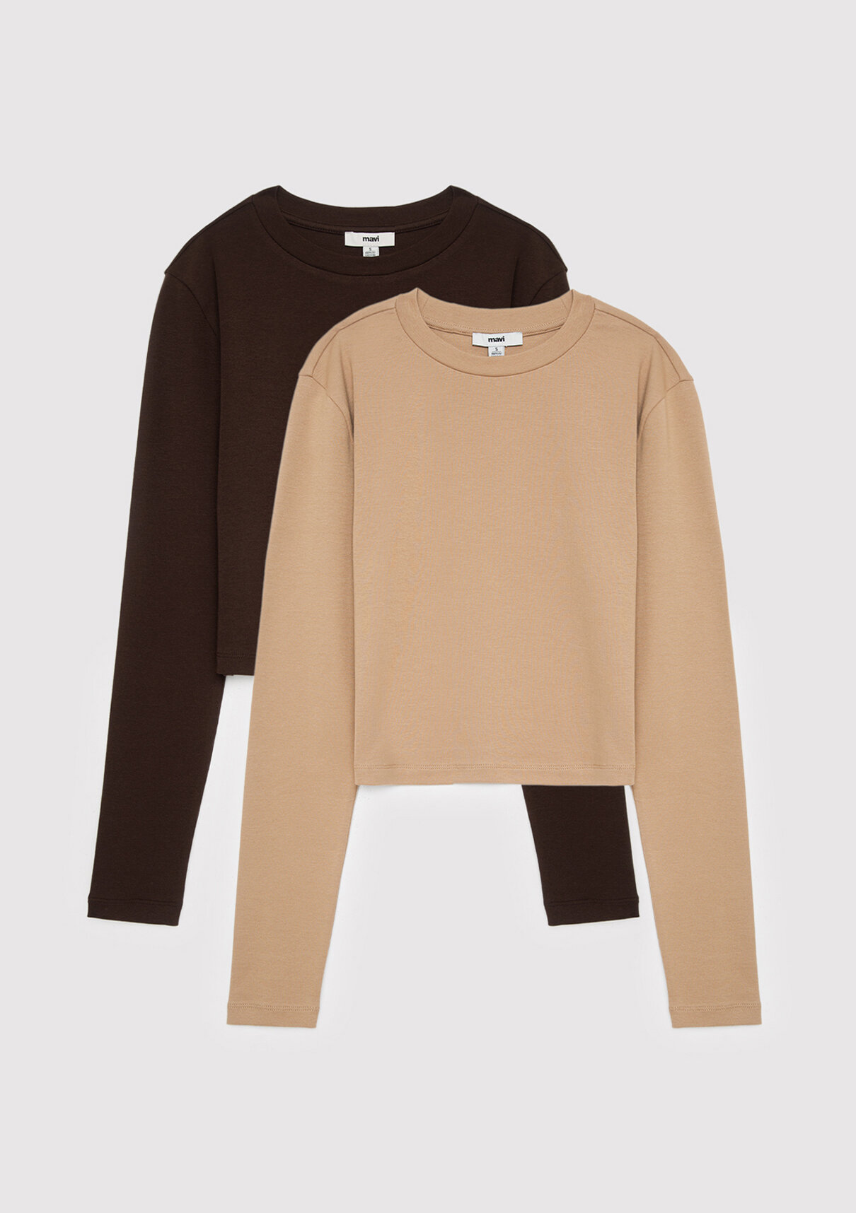 Mavi 2li Uzun Kollu Crop Basic Tişört