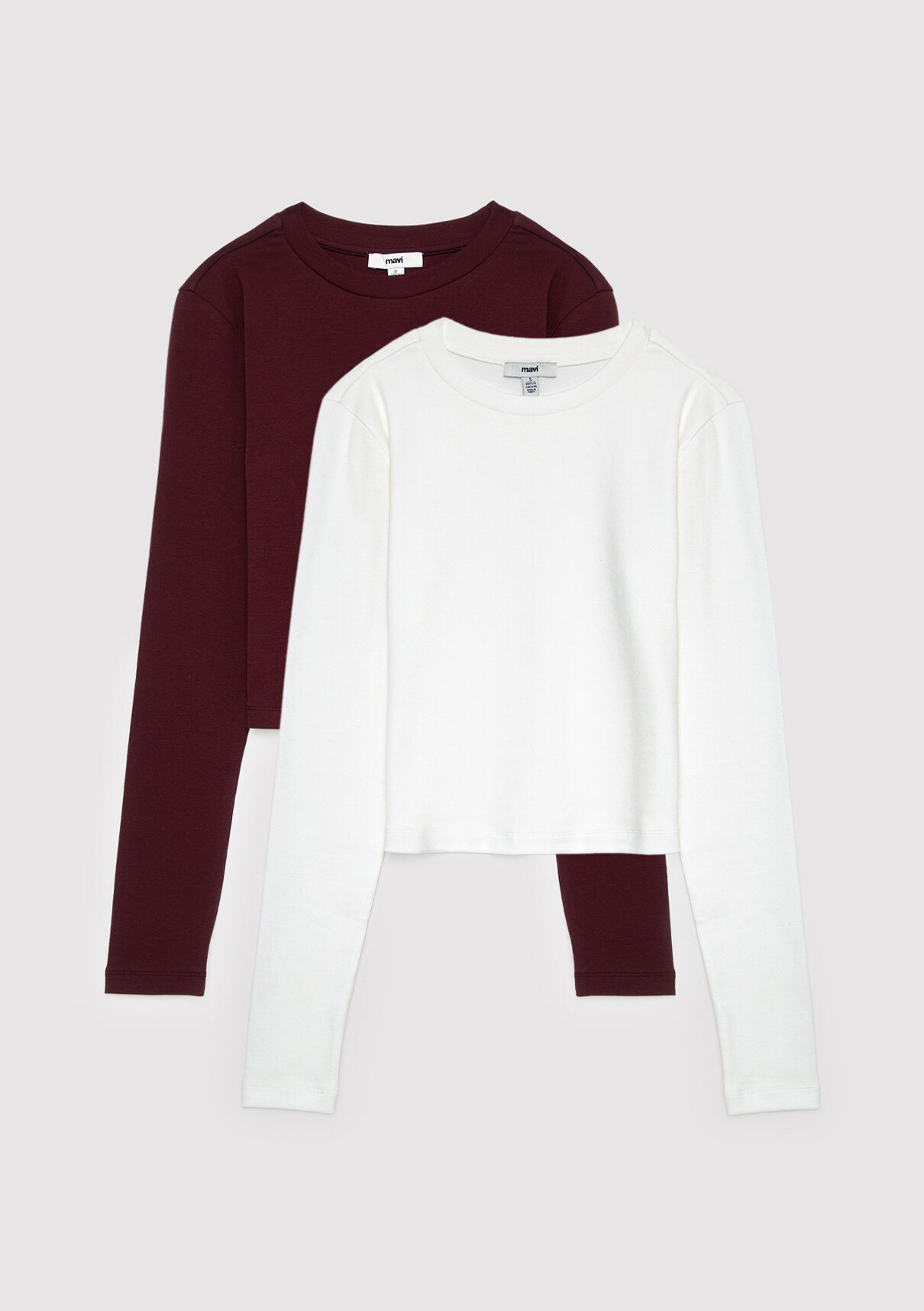 Mavi 2li Uzun Kollu Crop Basic Tişört