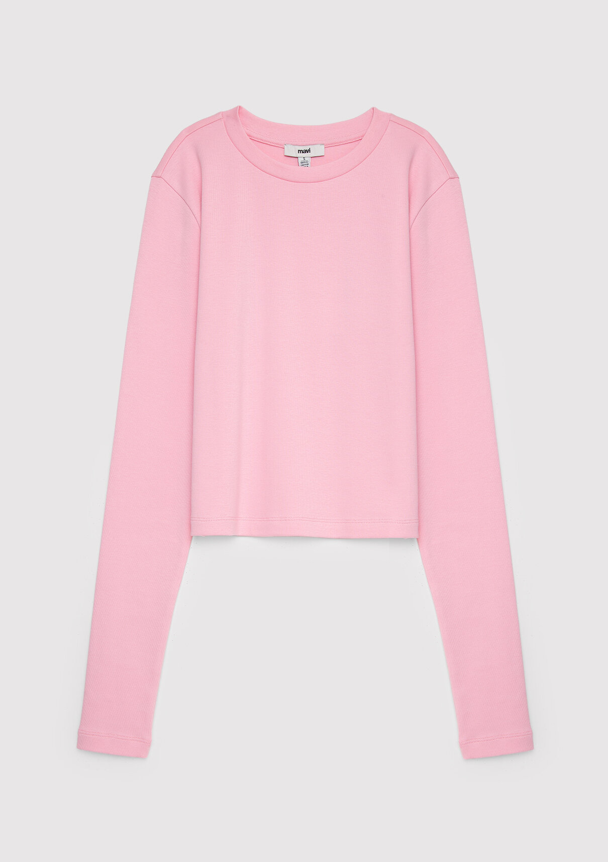 Mavi 2li Uzun Kollu Crop Basic Tişört görsel 4