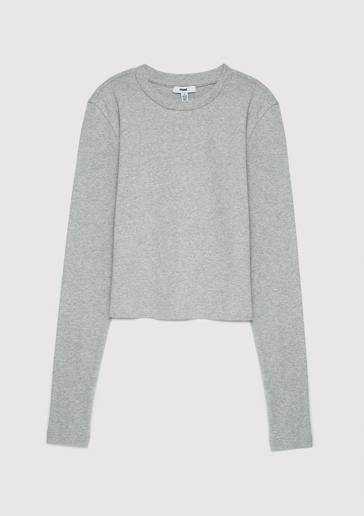 Mavi 2li Uzun Kollu Crop Basic Tişört görsel 6
