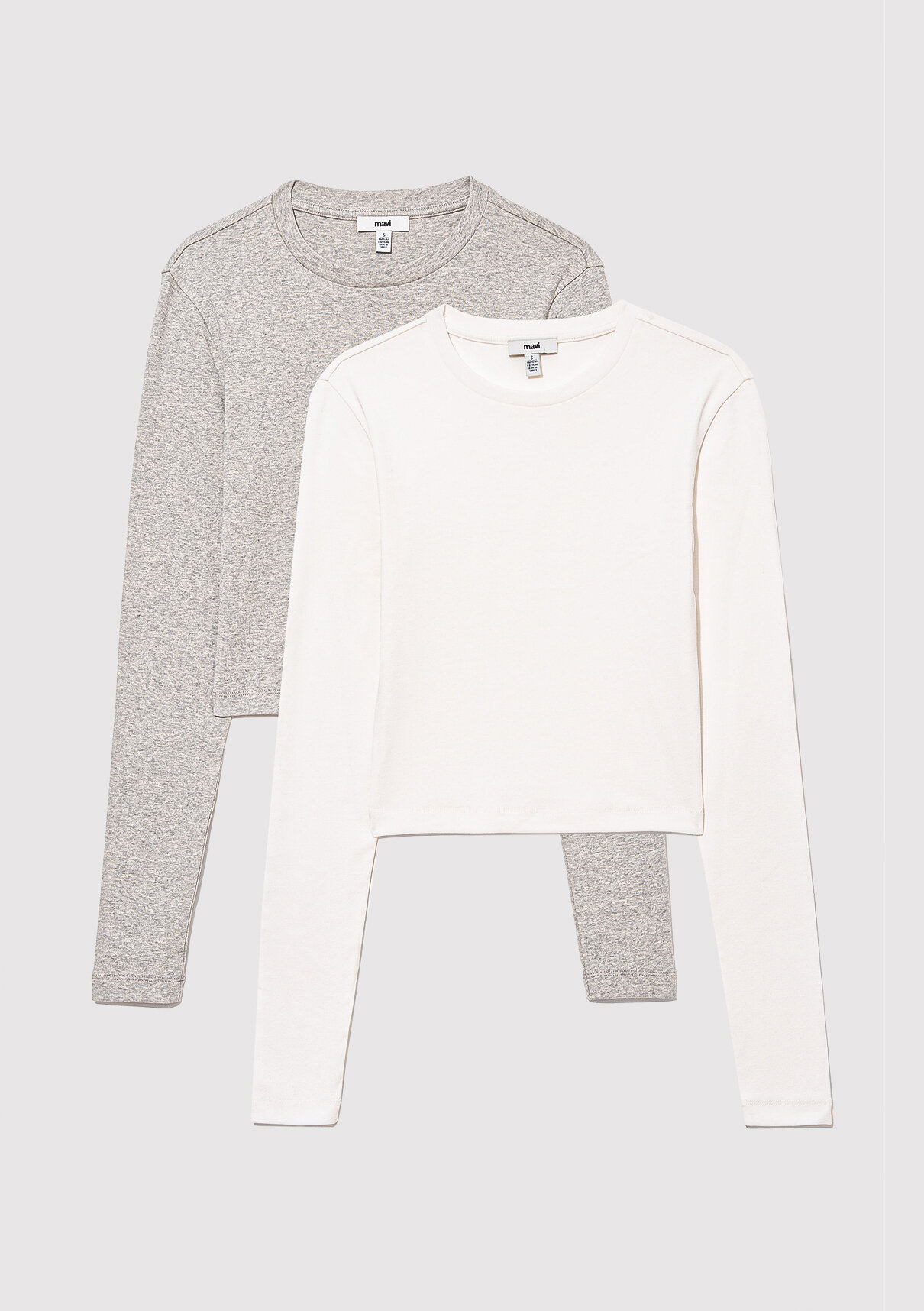 Mavi 2li Uzun Kollu Crop Basic Tişört