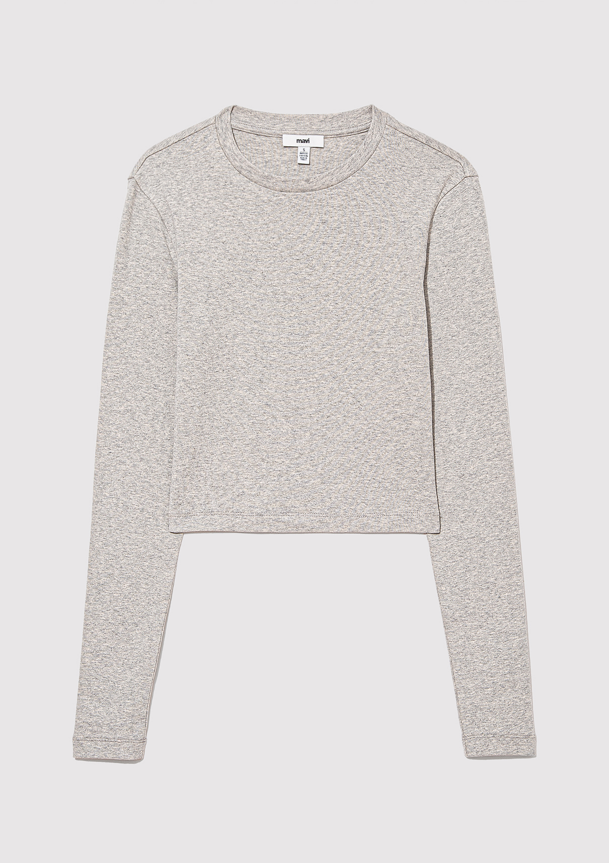 Mavi 2li Uzun Kollu Crop Basic Tişört görsel 5