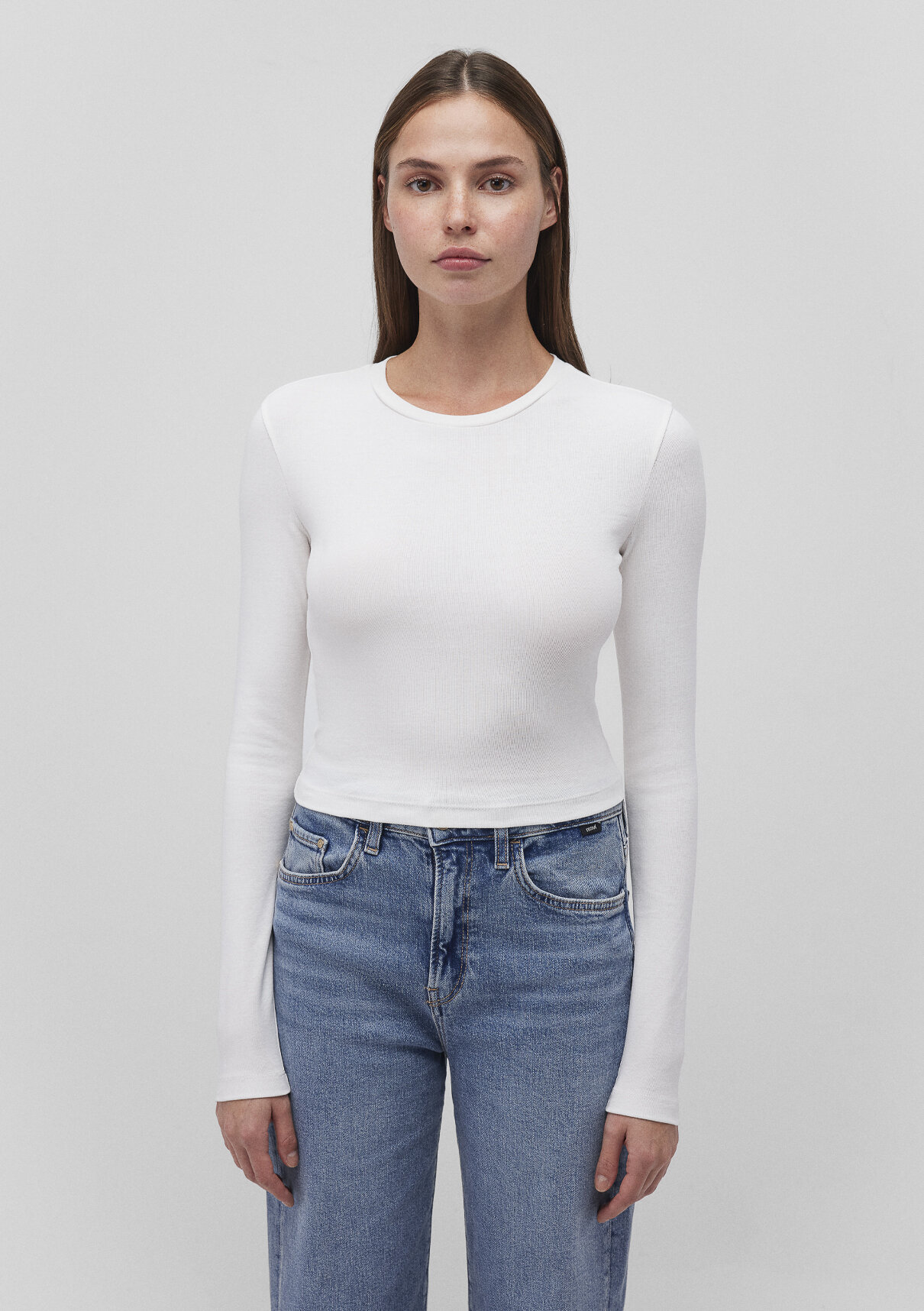 Mavi 2li Uzun Kollu Crop Basic Tişört görsel 7