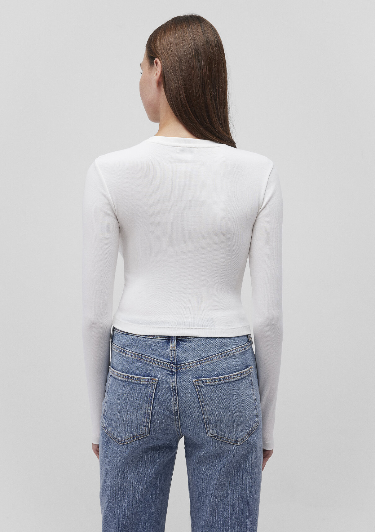 Mavi 2li Uzun Kollu Crop Basic Tişört görsel 8