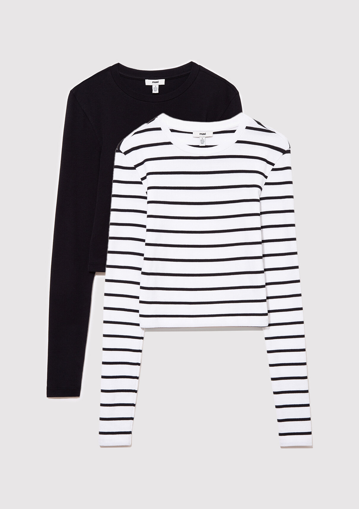 Mavi 2li Uzun Kollu Crop Basic Tişört