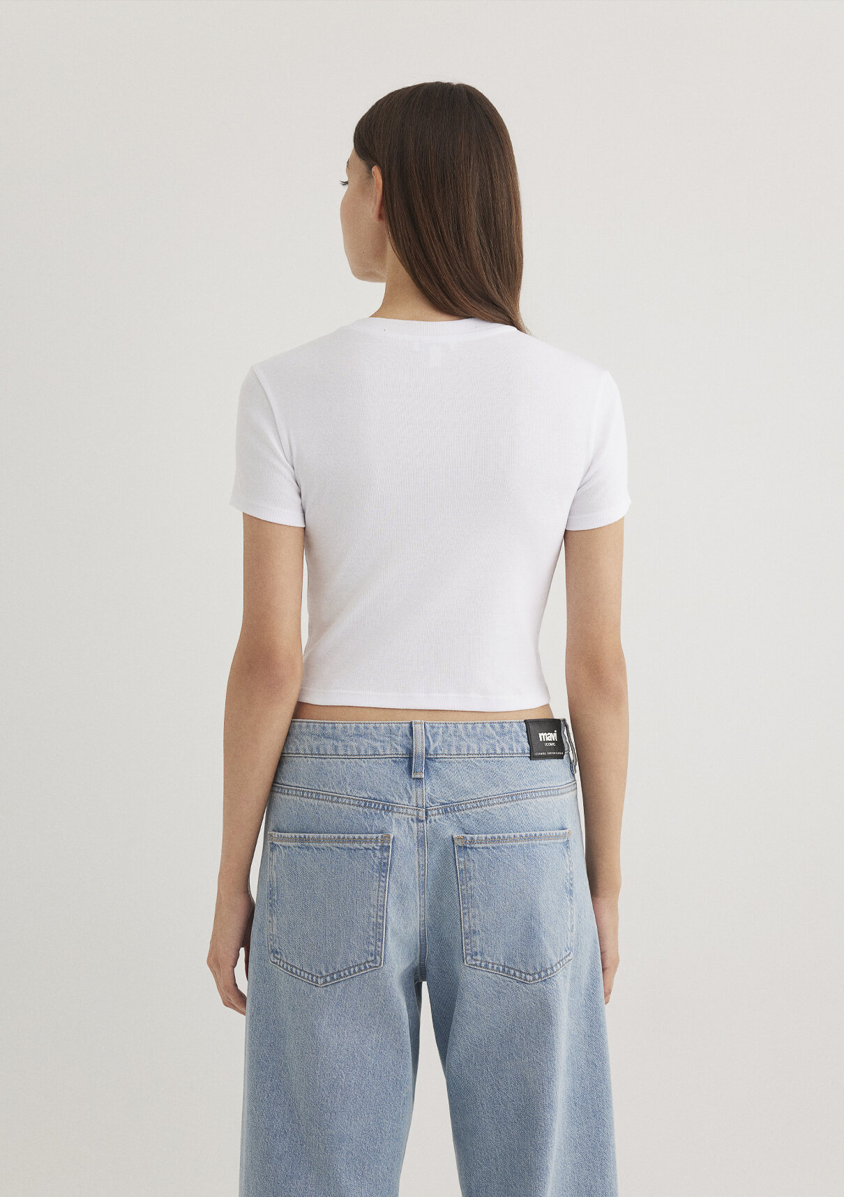 Mavi 2li Kadın Crop Basic Tişört görsel 7