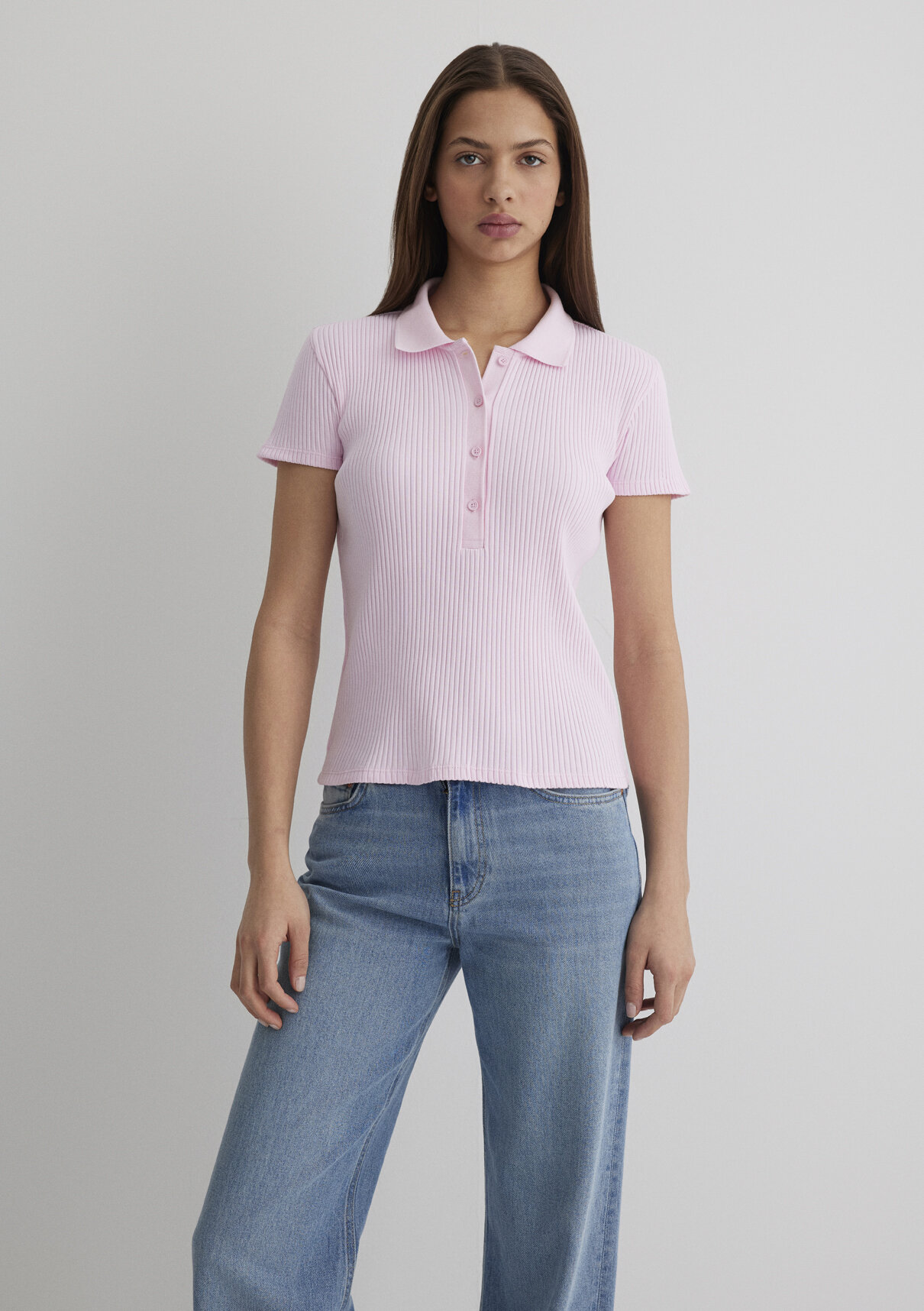 Mavi Pembe Polo Tişört görsel 3