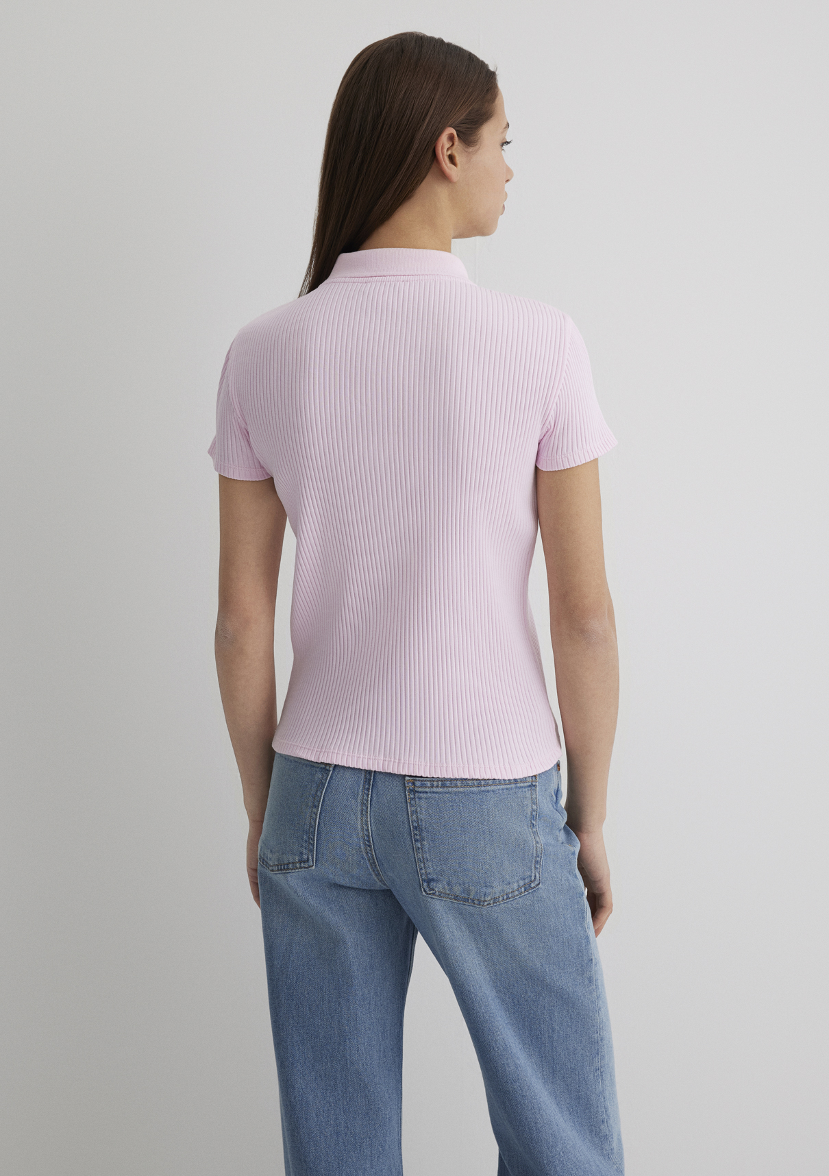 Mavi Pembe Polo Tişört görsel 4