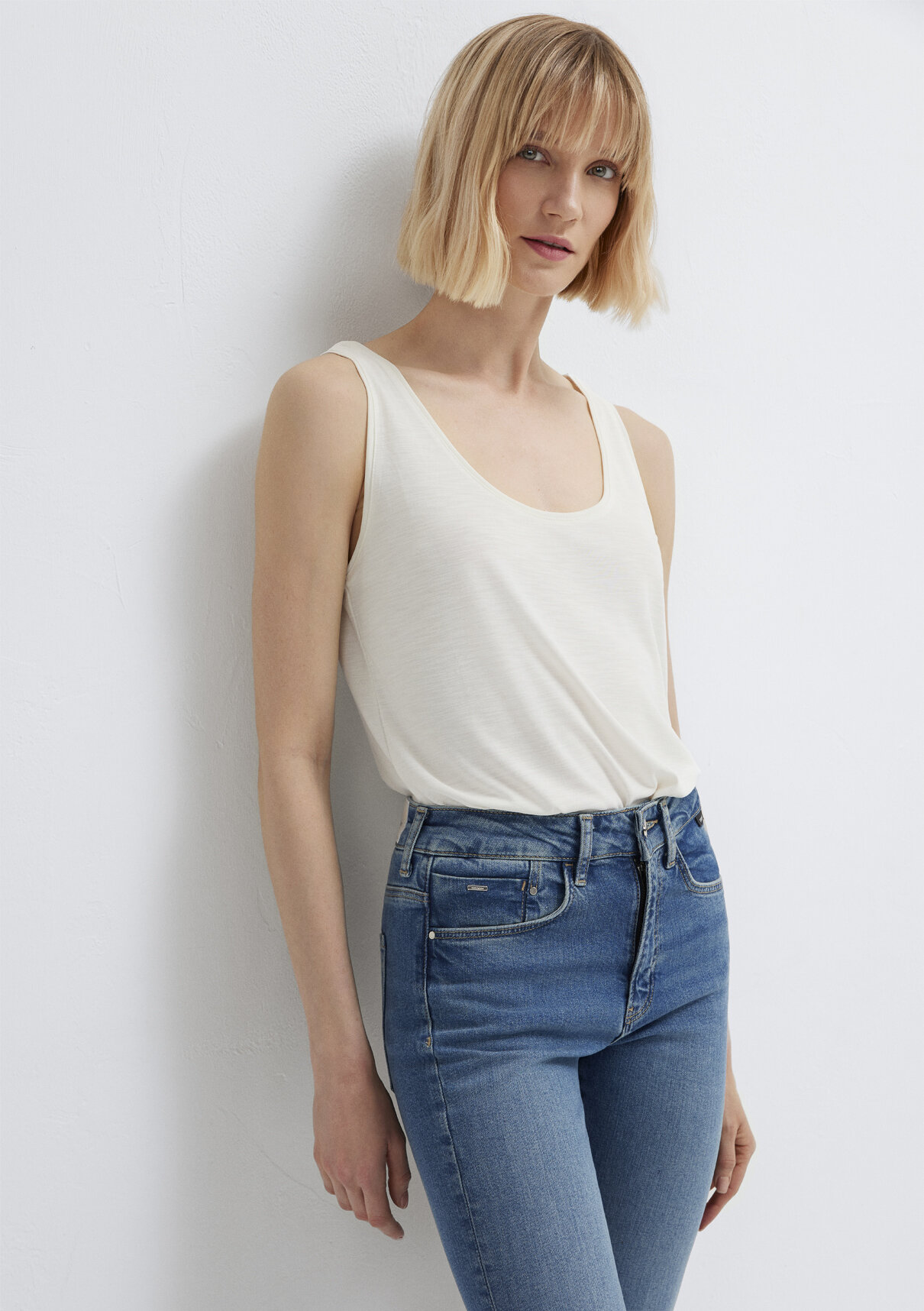 Mavi (Tencel TM) Modal Karışımlı Ekru Atlet