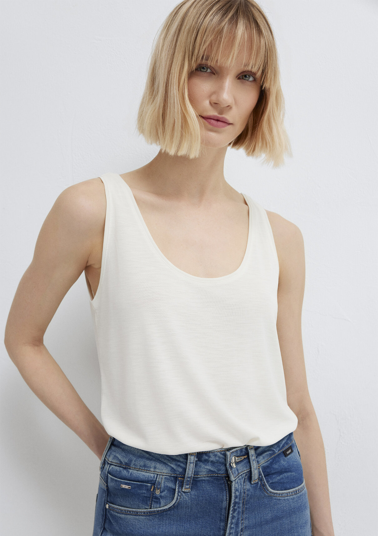 Mavi (Tencel TM) Modal Karışımlı Ekru Atlet görsel 2