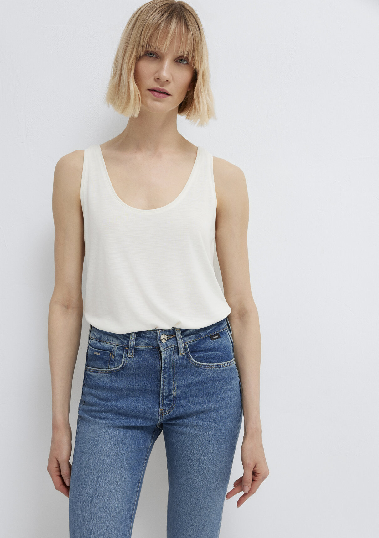 Mavi (Tencel TM) Modal Karışımlı Ekru Atlet görsel 3