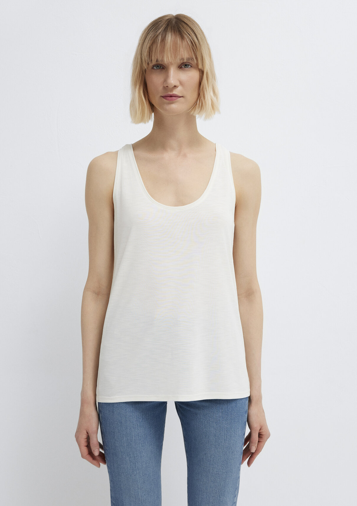 Mavi (Tencel TM) Modal Karışımlı Ekru Atlet görsel 4