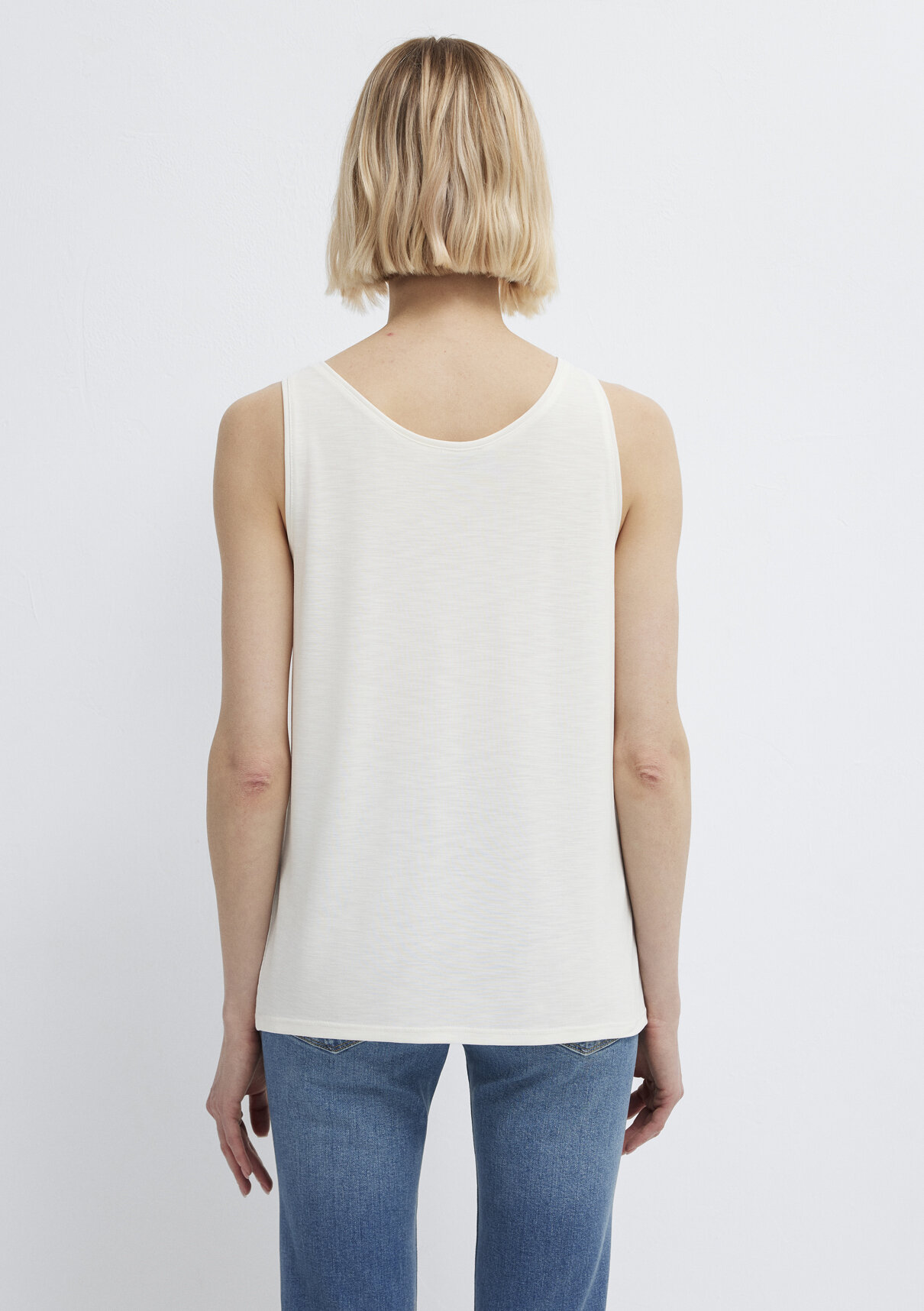 Mavi (Tencel TM) Modal Karışımlı Ekru Atlet görsel 6