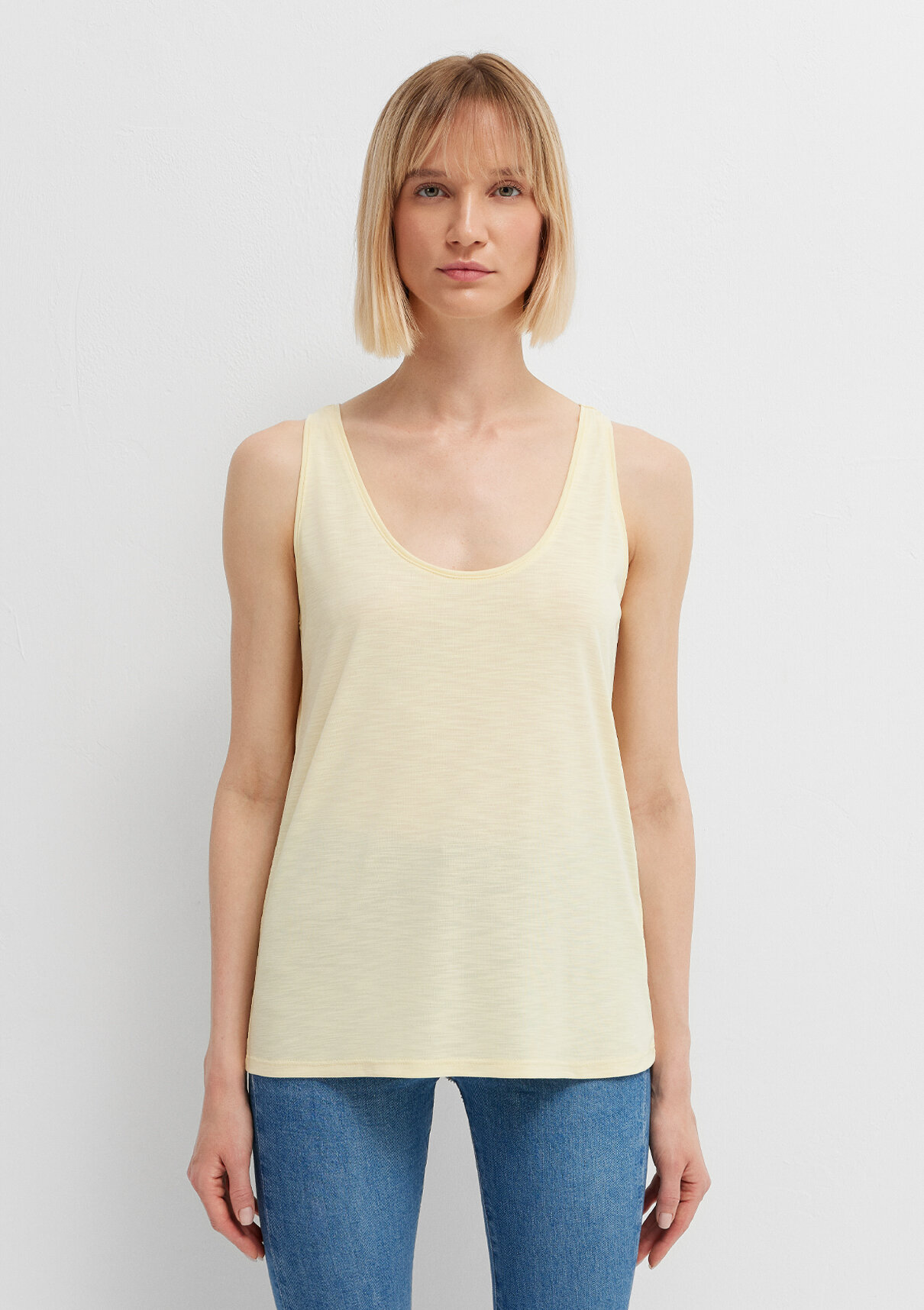 Mavi (Tencel™) Modal Karışımlı Sarı Atlet görsel 3