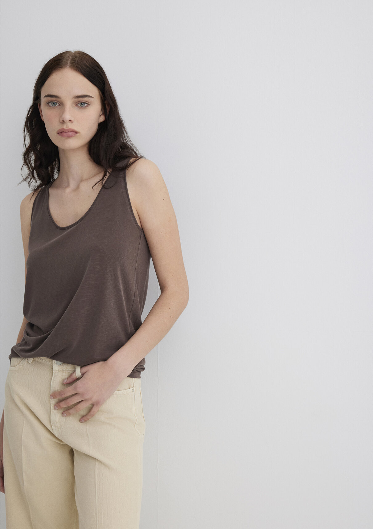 Mavi (Tencel™) Modal Karışımlı Kahverengi Atlet görsel 3