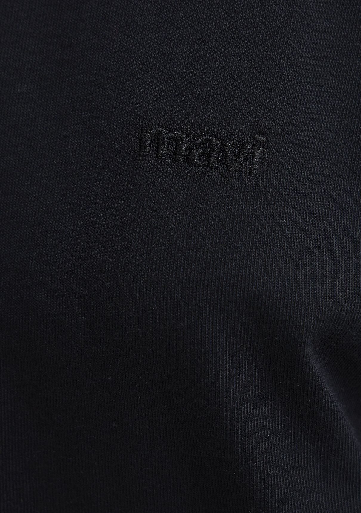 Mavi Nakışlı Siyah Basic Tişört görsel 7