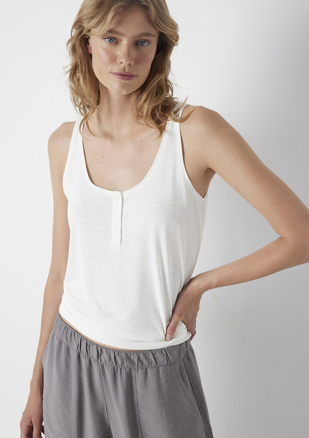 Mavi (Tencel TM) Modal Karışımlı Ekru Atlet