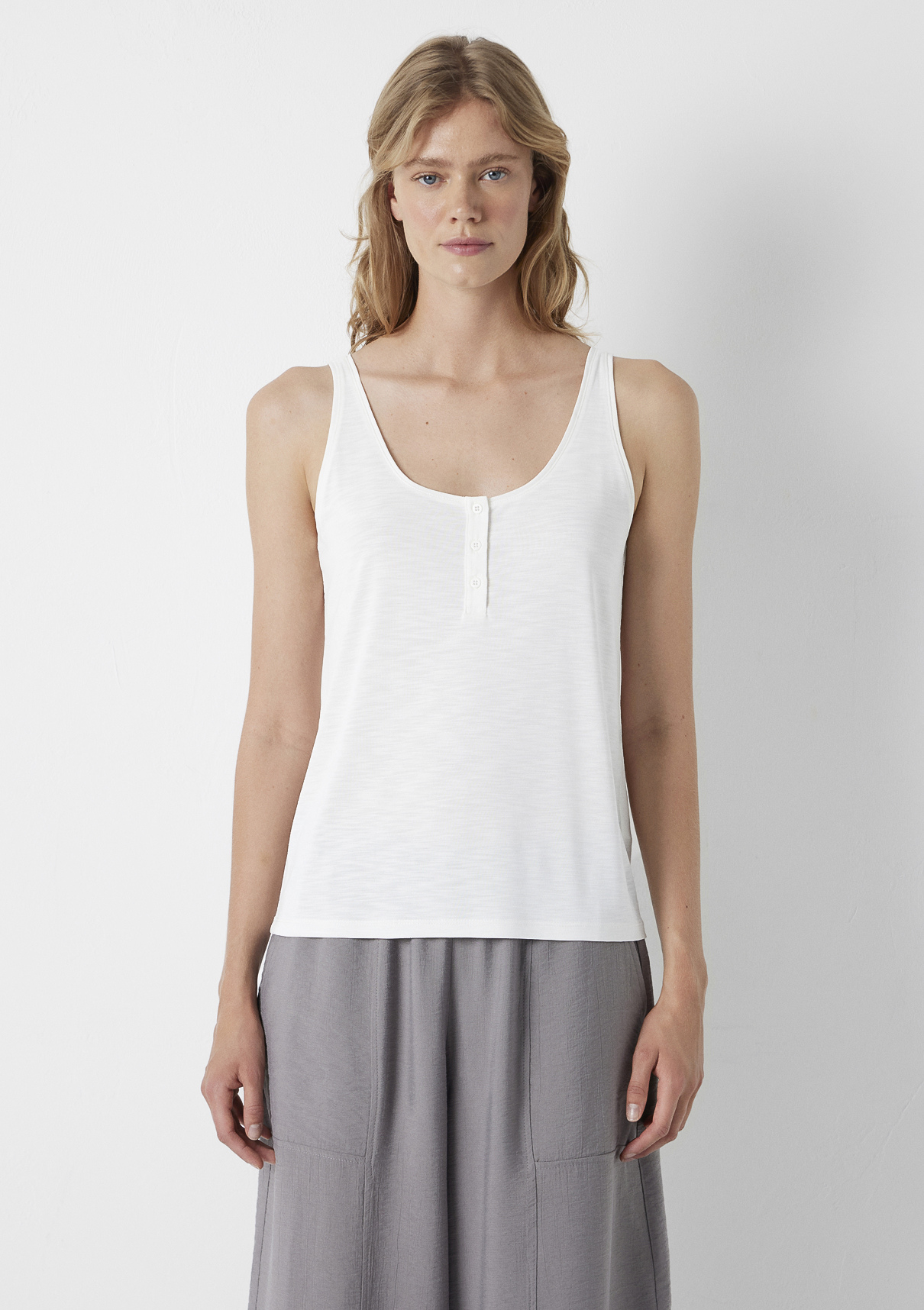 Mavi (Tencel TM) Modal Karışımlı Ekru Atlet görsel 3