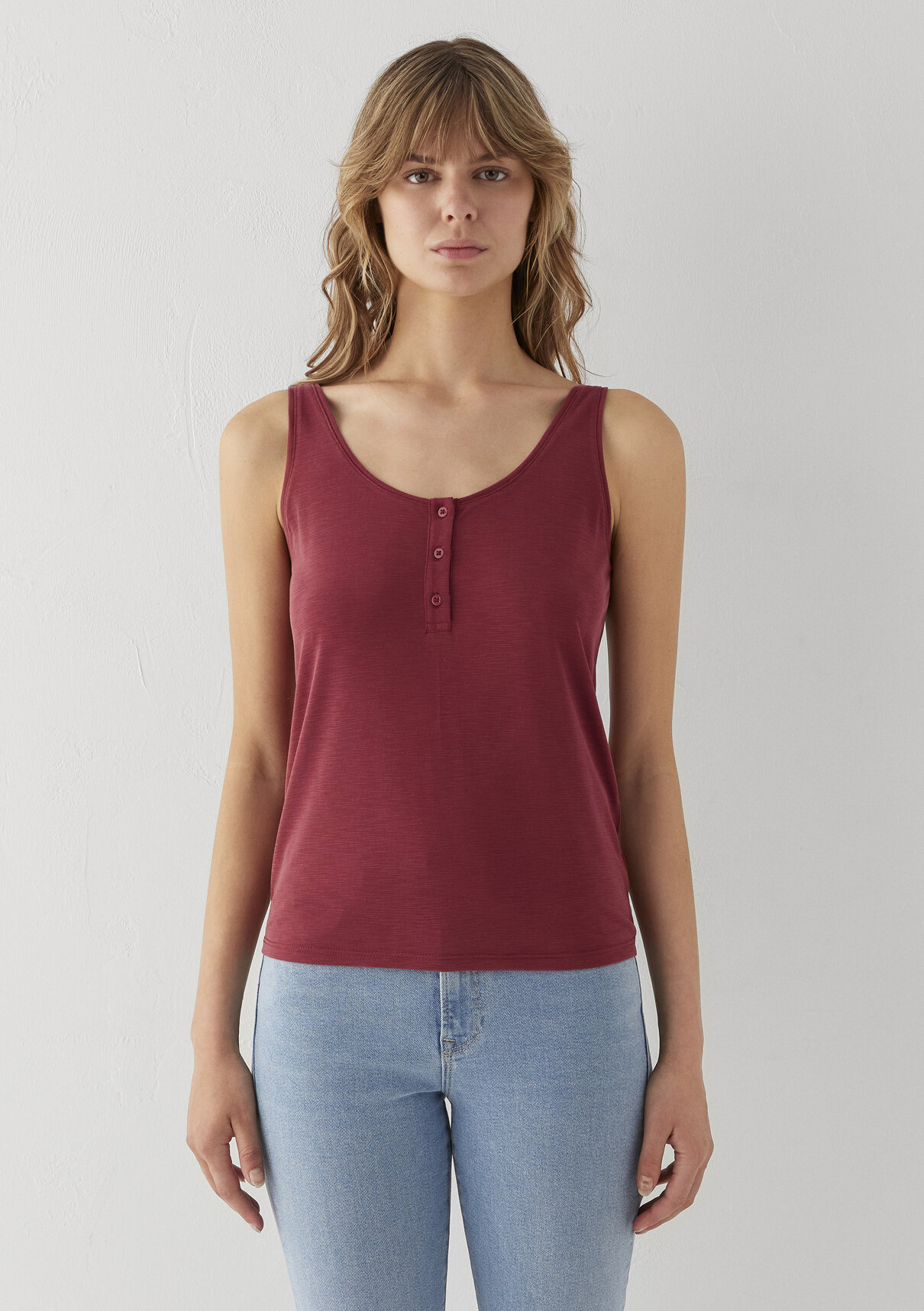 Mavi (Tencel TM) Modal Karışımlı Bordo Atlet görsel 3