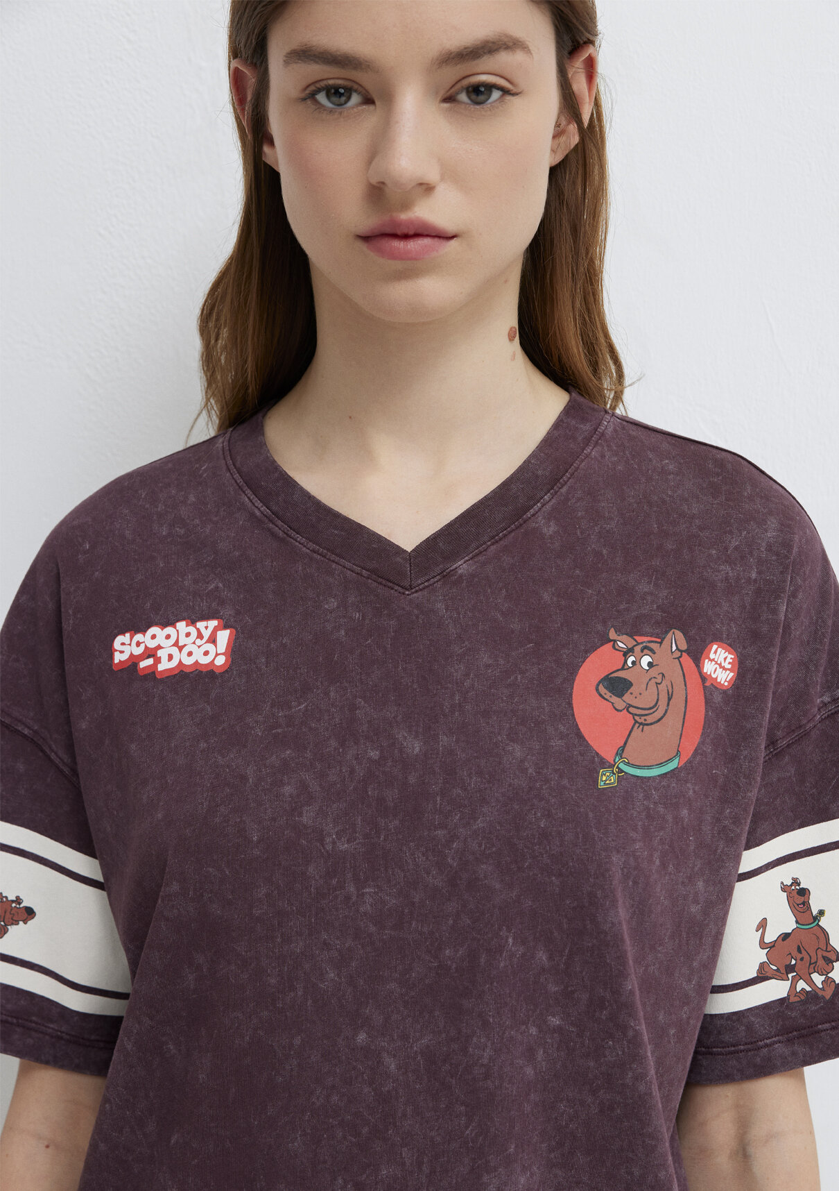 Mavi Scooby Doo Baskılı Mor Tişört görsel 7