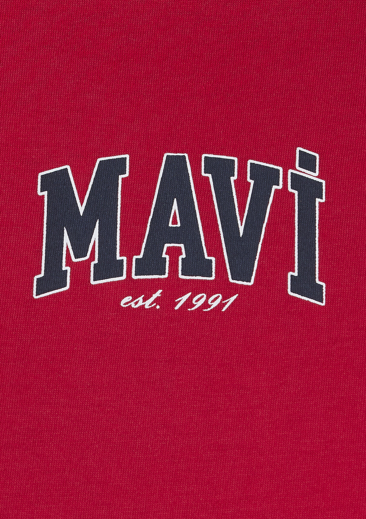 Mavi Logo Baskılı Kırmızı Tişört görsel 6