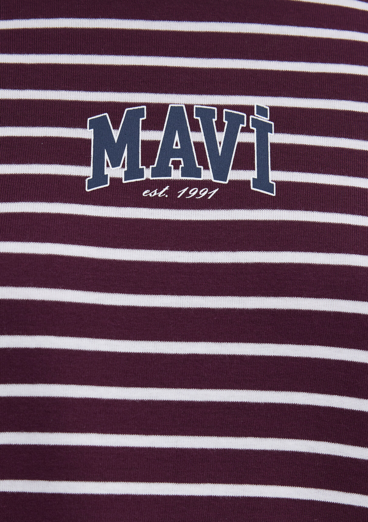 Mavi Logo Baskılı Bordo Tişört görsel 8