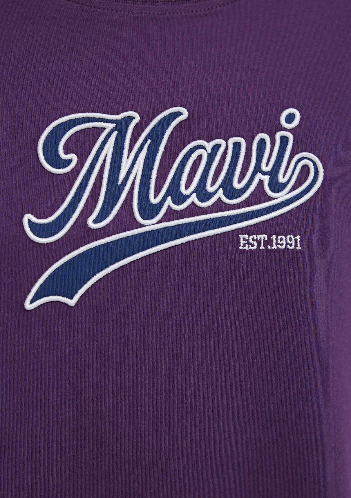 Mavi Logo Baskılı Mor Tişört görsel 8