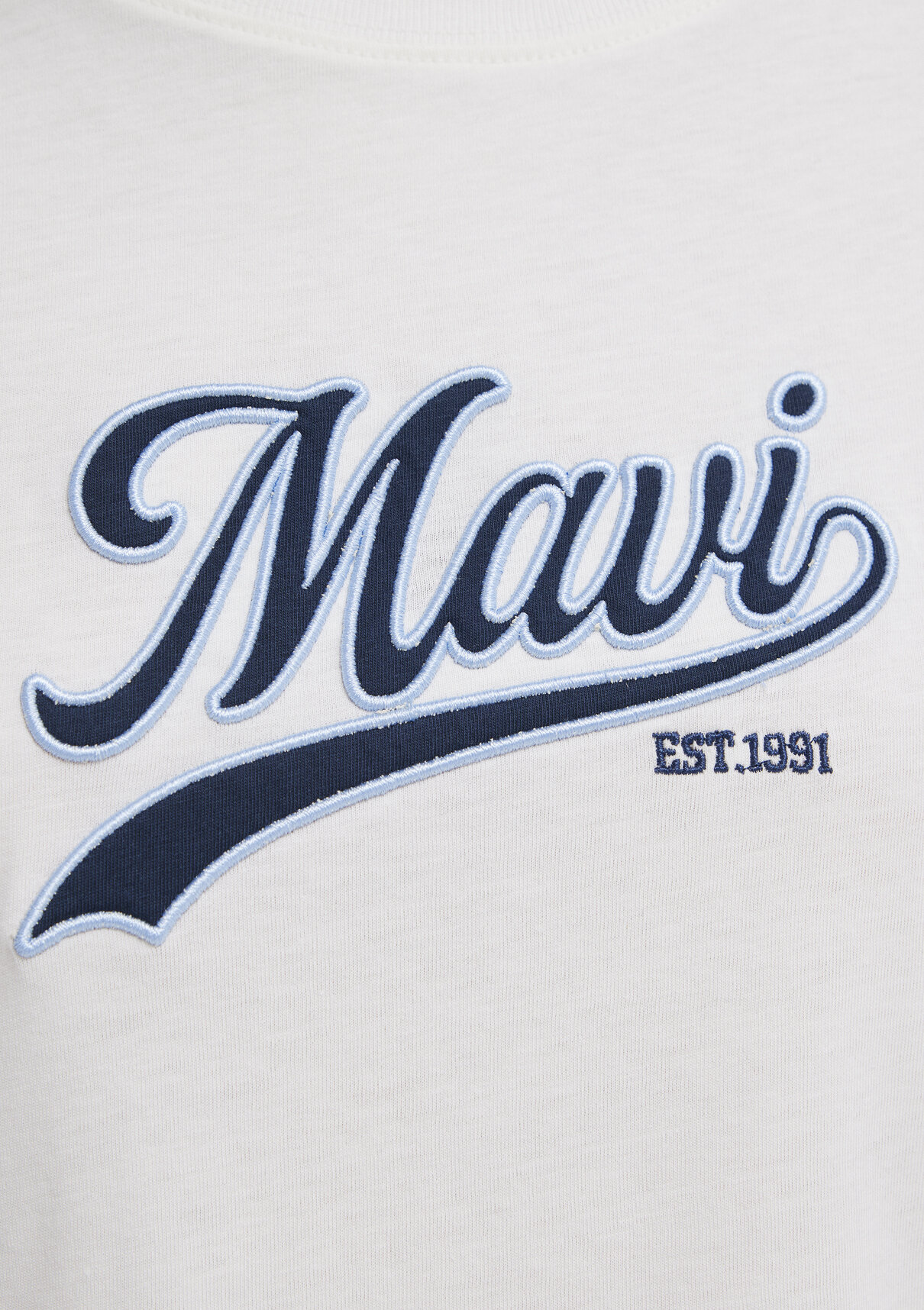 Mavi Logo Baskılı Ekru Tişört görsel 7