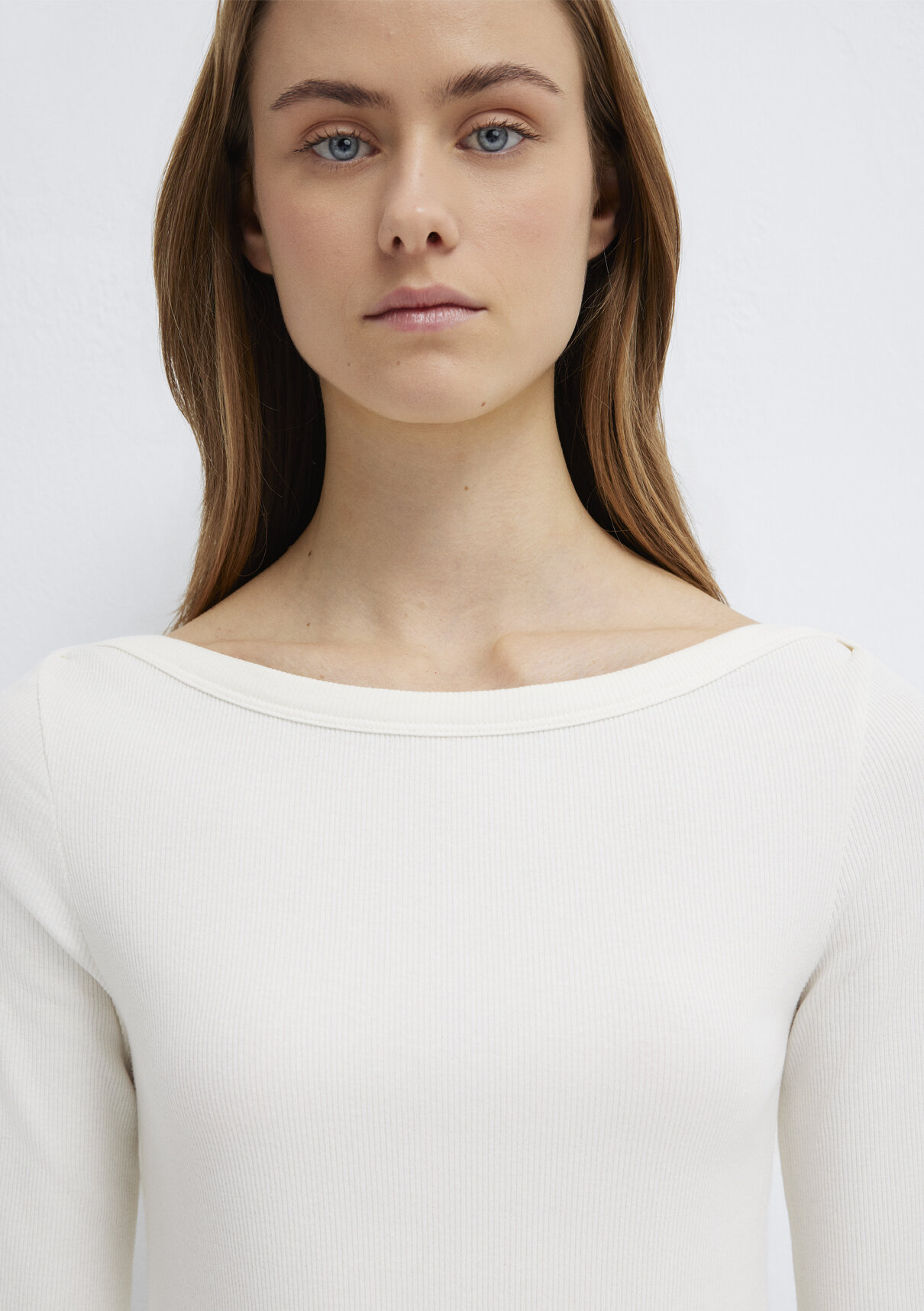 Mavi Uzun Kollu Ekru Basic Tişört görsel 6