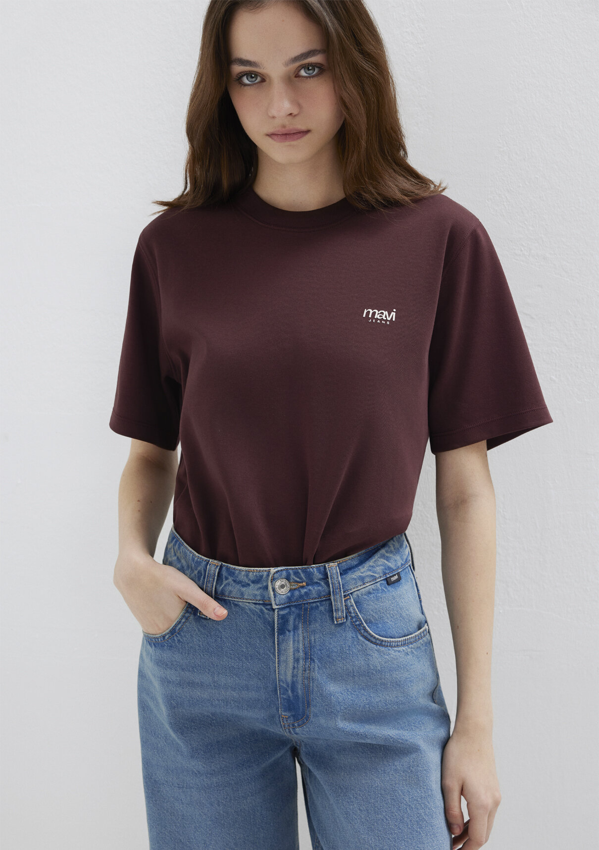Mavi Jeans Baskılı Bordo Tişört görsel 2