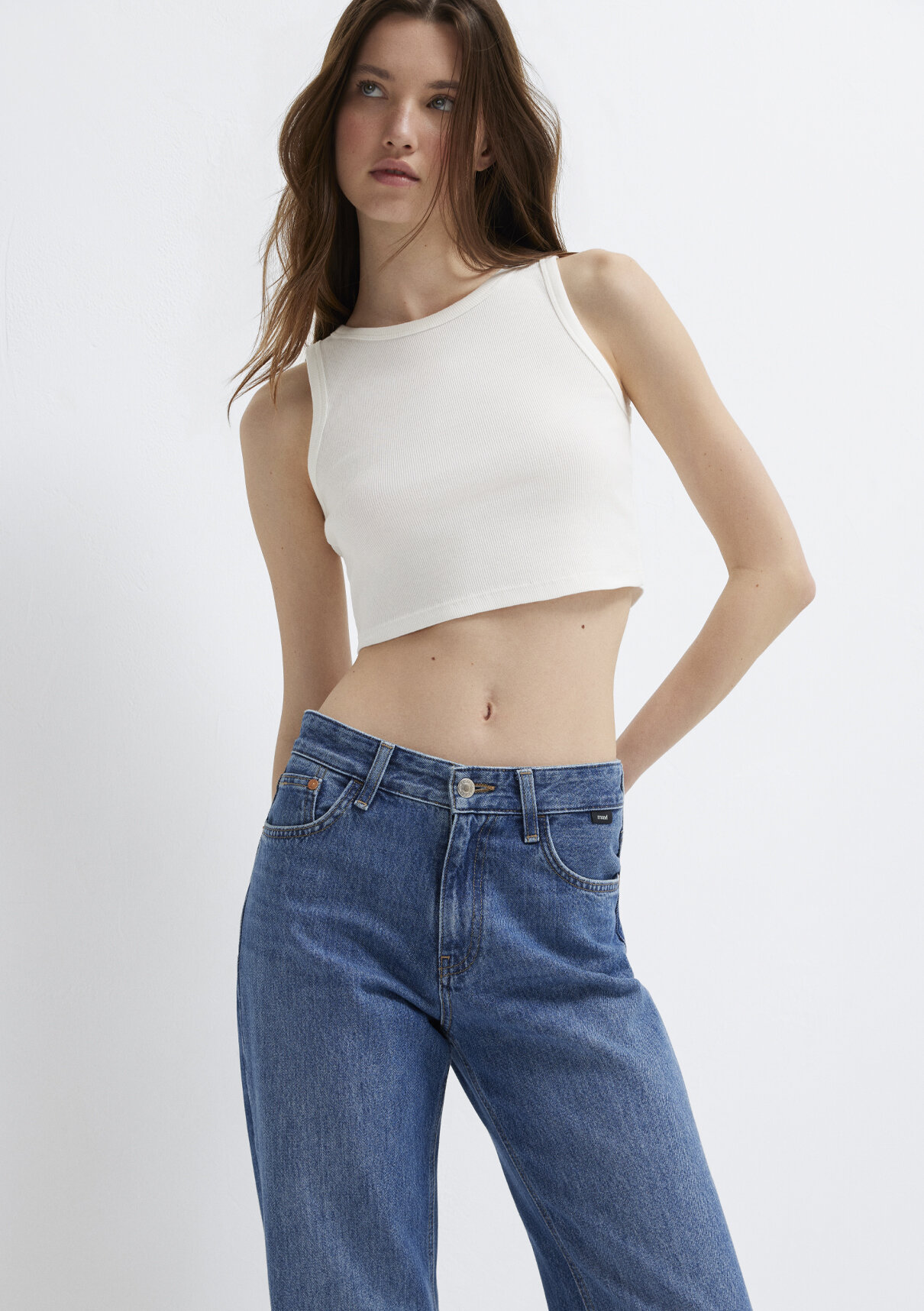 Mavi Ekru Crop Atlet