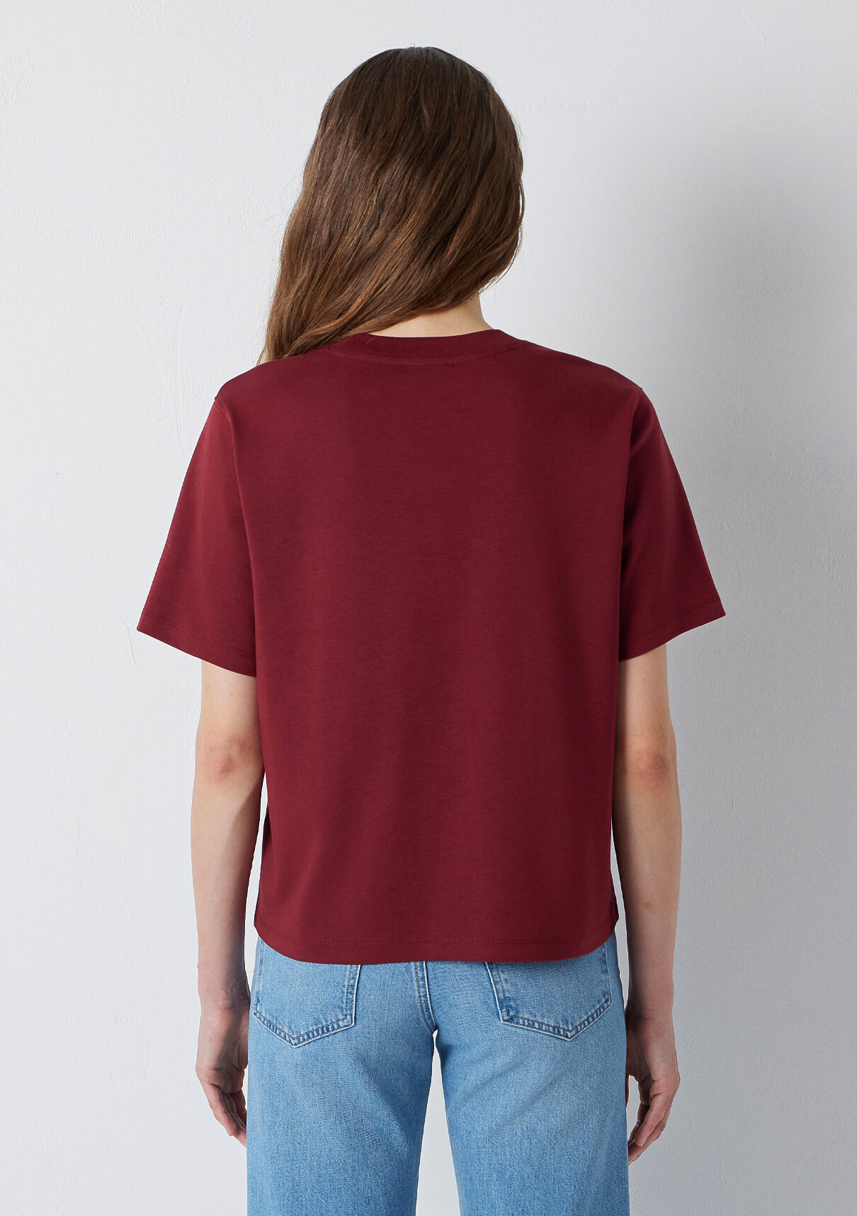 Mavi Bordo Basic İnterlok Tişört görsel 5