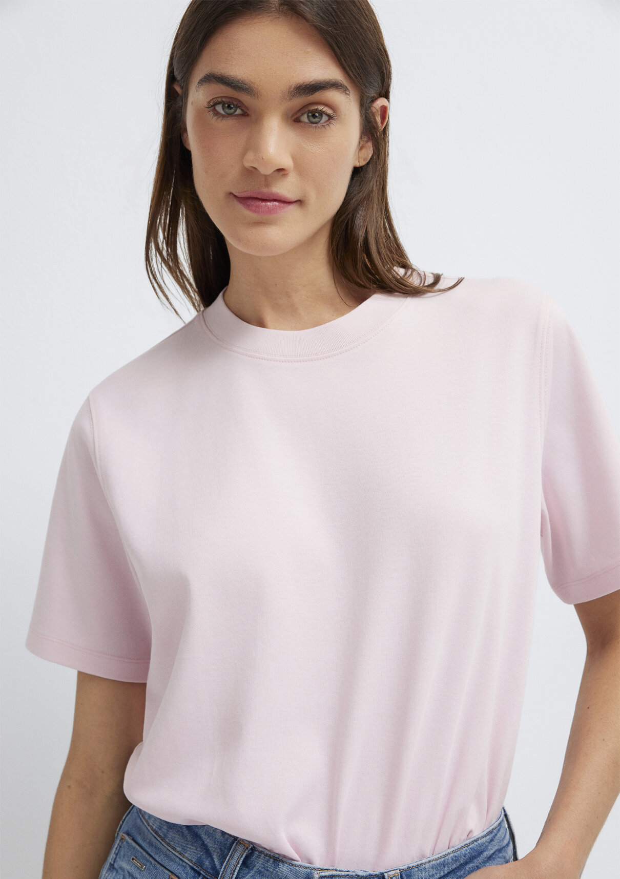 Mavi Pembe Basic İnterlok Tişört görsel 2