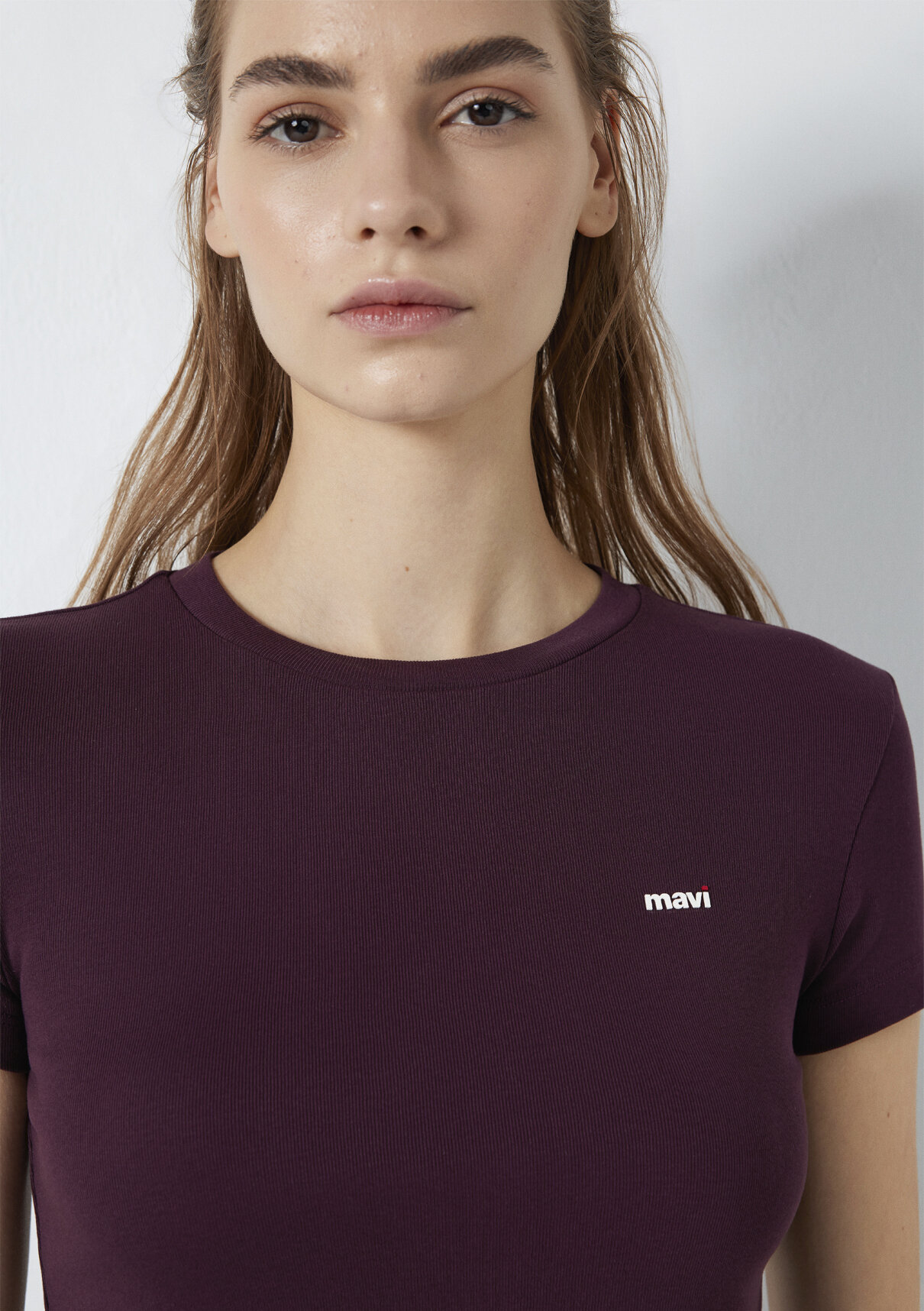 Mavi Logo Baskılı Mor Crop Tişört görsel 6