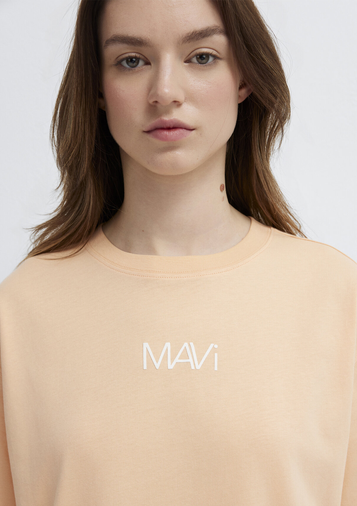 Mavi Logo Baskılı Turuncu Tişört görsel 7