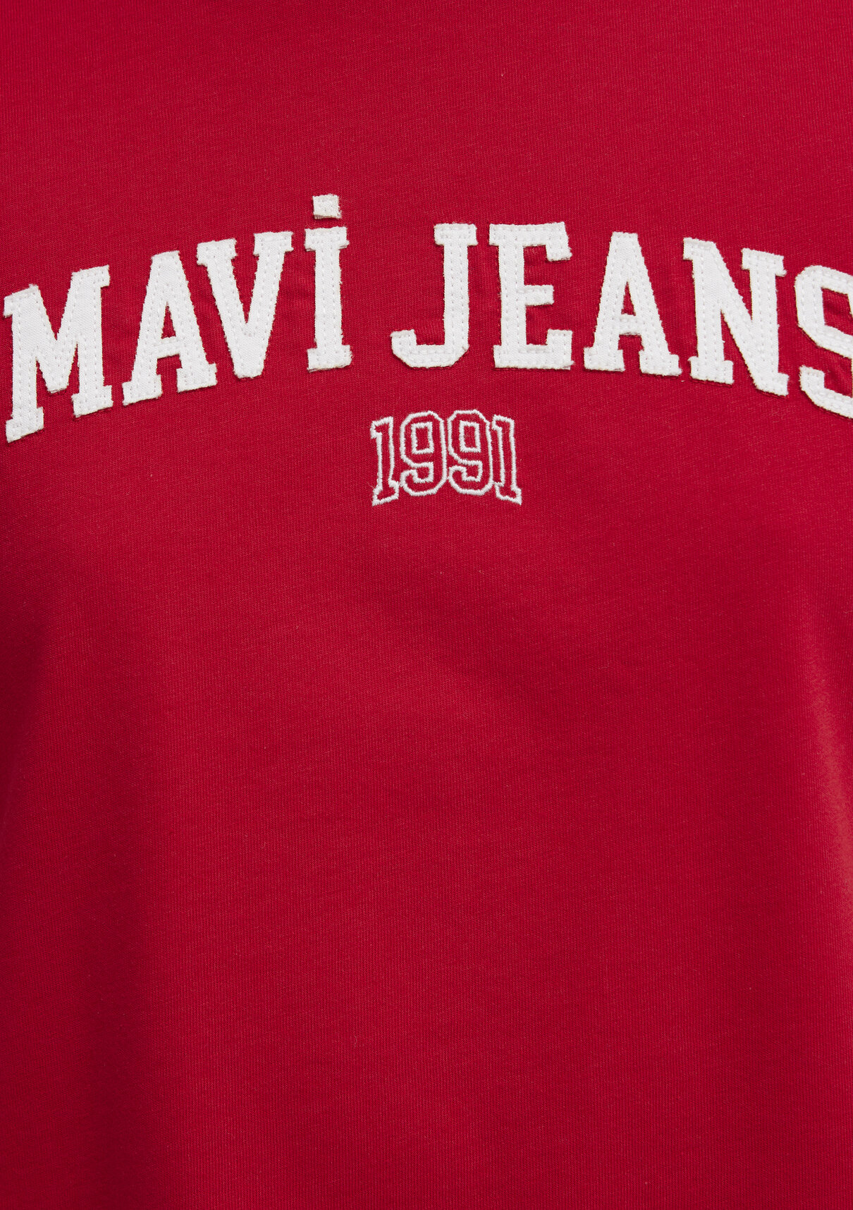 Mavi Logo Baskılı Kırmızı Tişört görsel 7