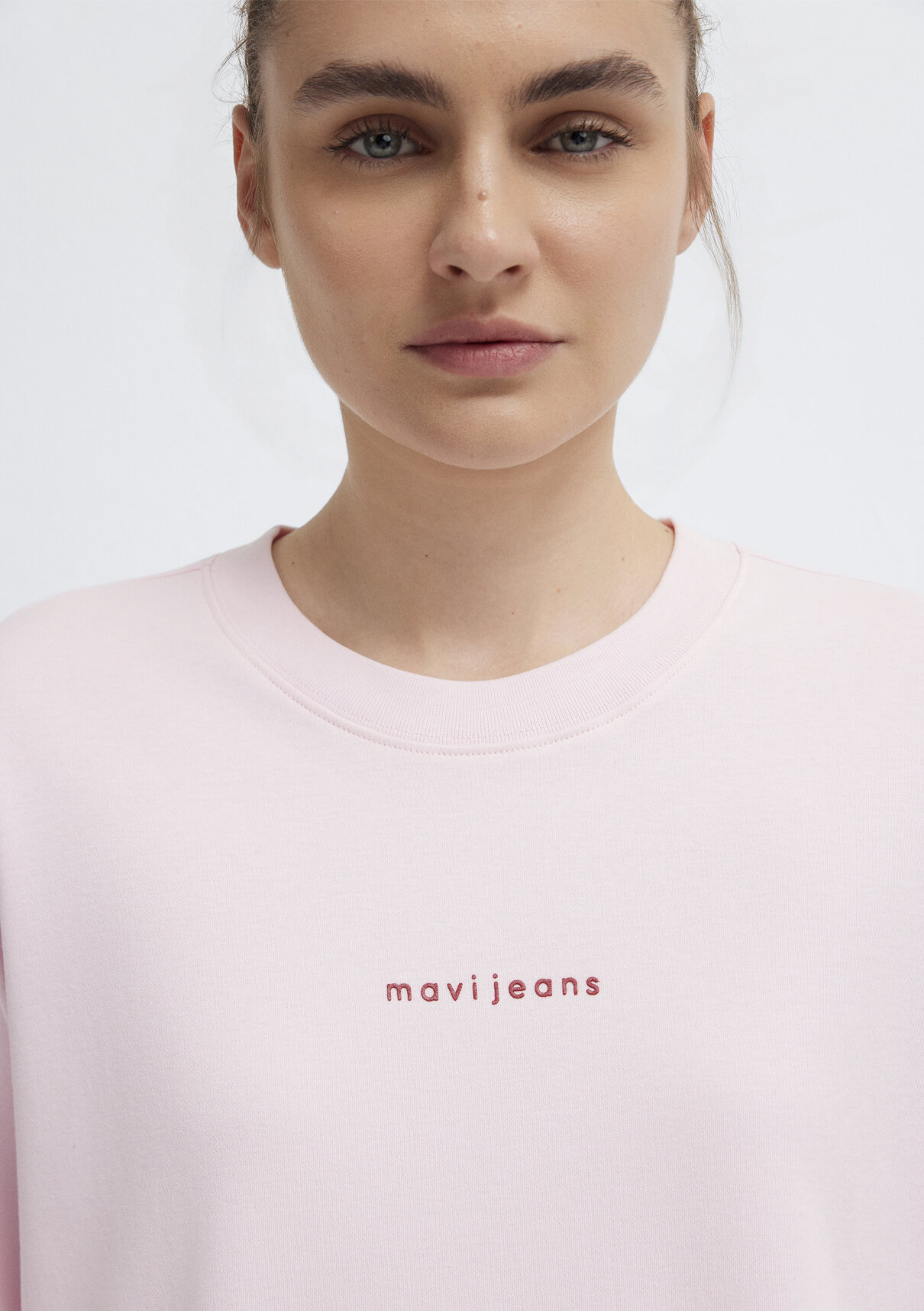 Mavi Logo Baskılı Pembe Tişört görsel 6