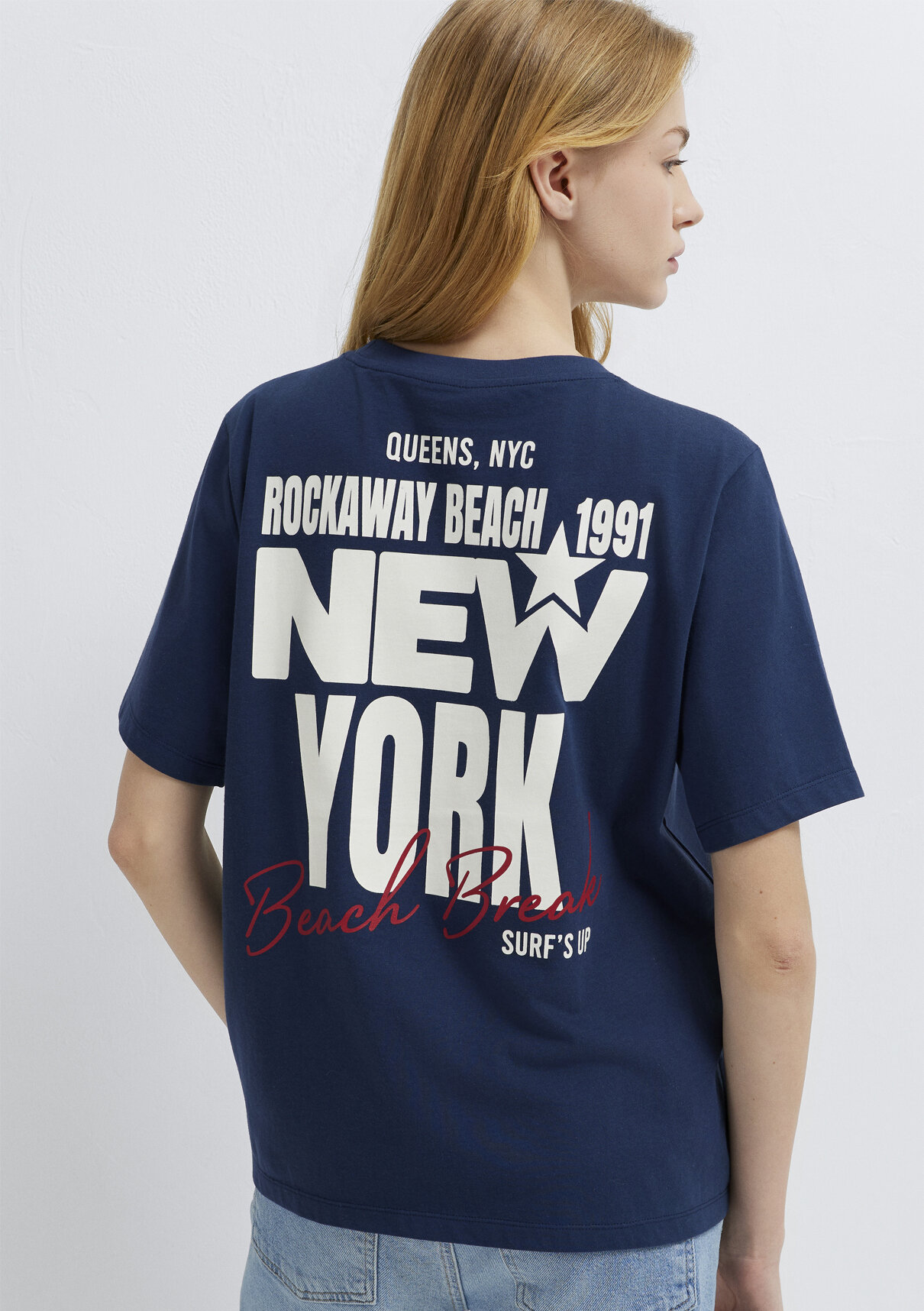 Mavi Newyork Baskılı lacivert Tişört